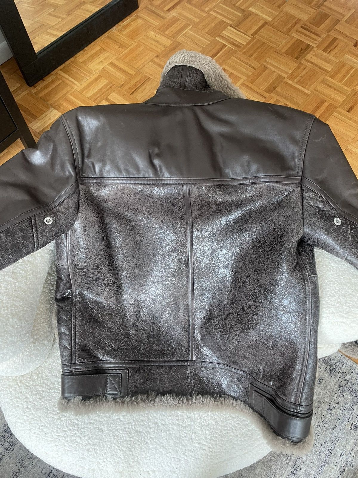 The Arrivals The Arrivals Brown Shearling Bomber Jacket Leather Aviator Size S / US 4 / IT 40 - 3 Thumbnail