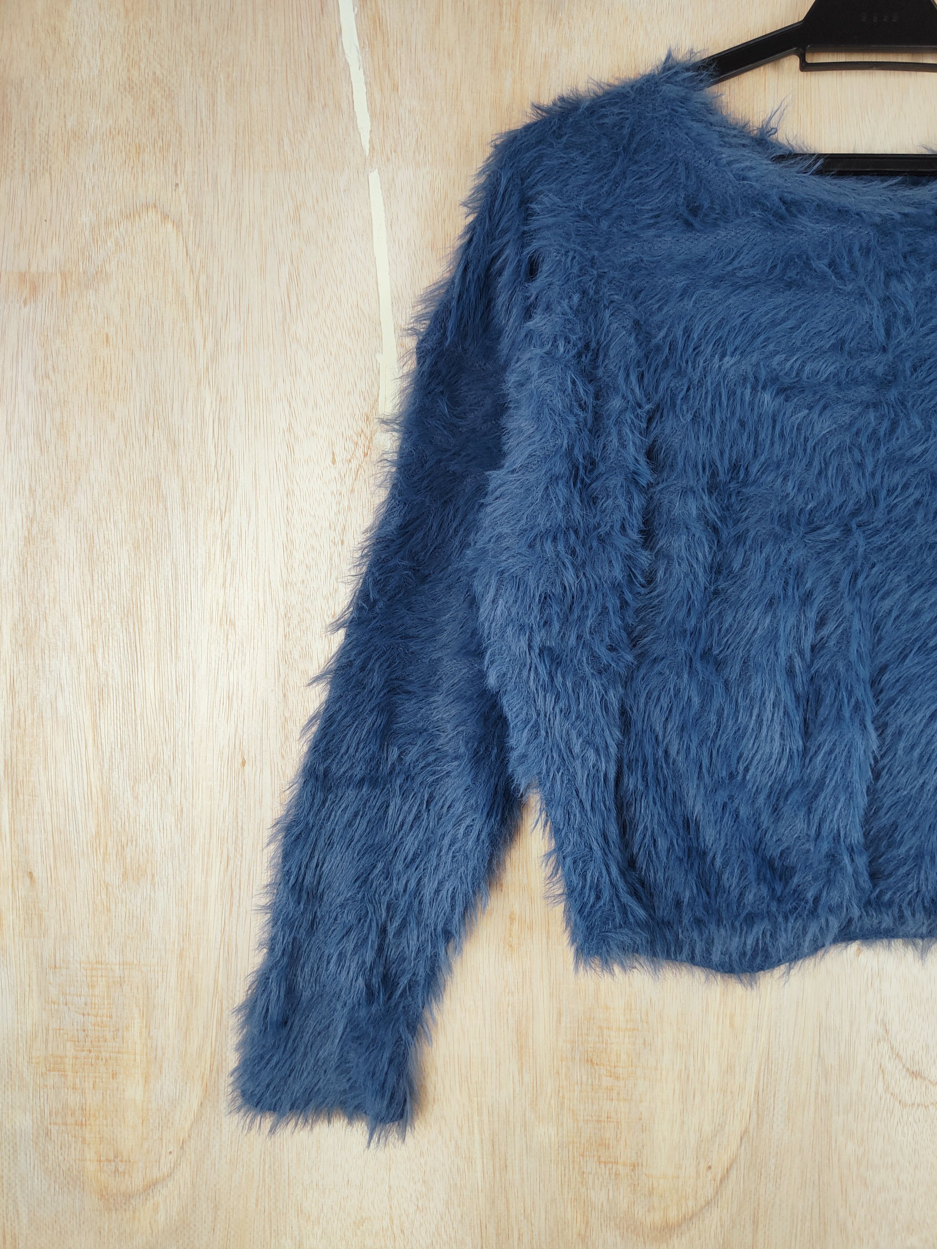 Homespun Knitwear Japanese Brand Blue Shag Shaggy Fur Mohair Knitwear #S258 Size S / US 4 / IT 40 - 3 Thumbnail