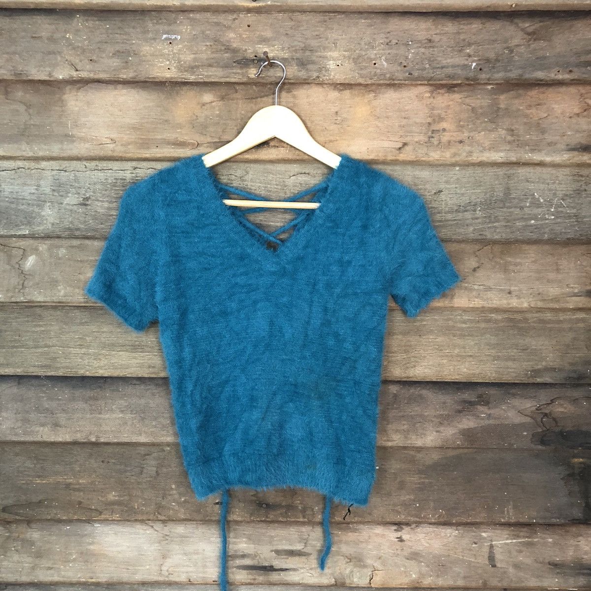 Homespun Knitwear × Japanese Brand Japanese Brand Blue Shag Shaggy Fur Mohair Knitwear #6951 Size XS / US 0-2 / IT 36-38 - 1 Thumbnail
