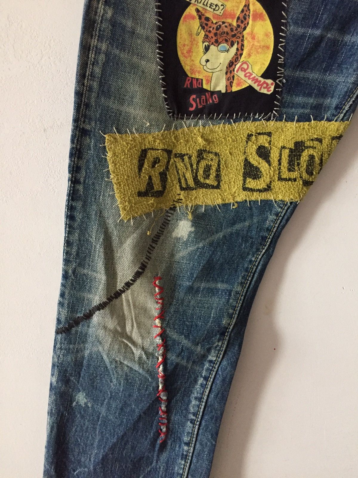 Hysteric Glamour × Japanese Brand Wold JeansPatchwork Design Kurt Cobain Style Denim Pant Size US 31 - 12 Thumbnail