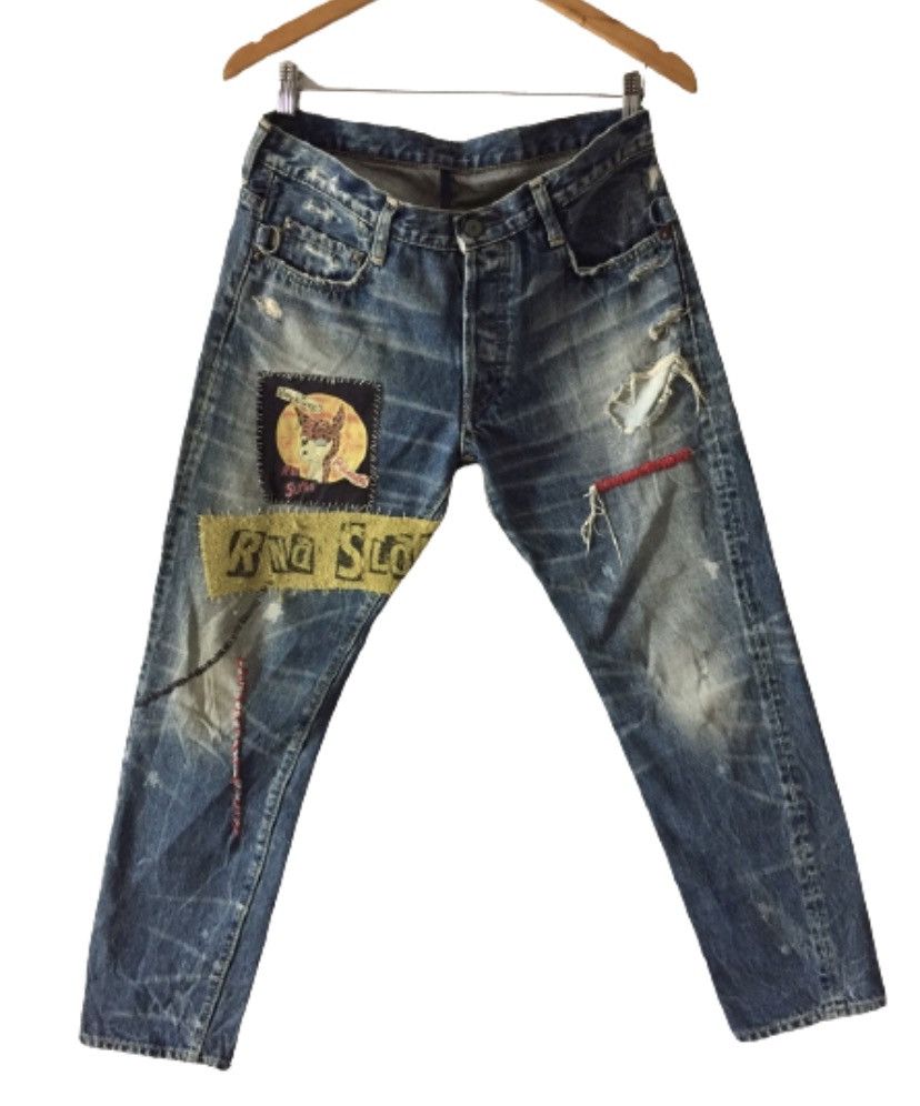 Hysteric Glamour × Japanese Brand Wold JeansPatchwork Design Kurt Cobain Style Denim Pant Size US 31 - 1 Thumbnail