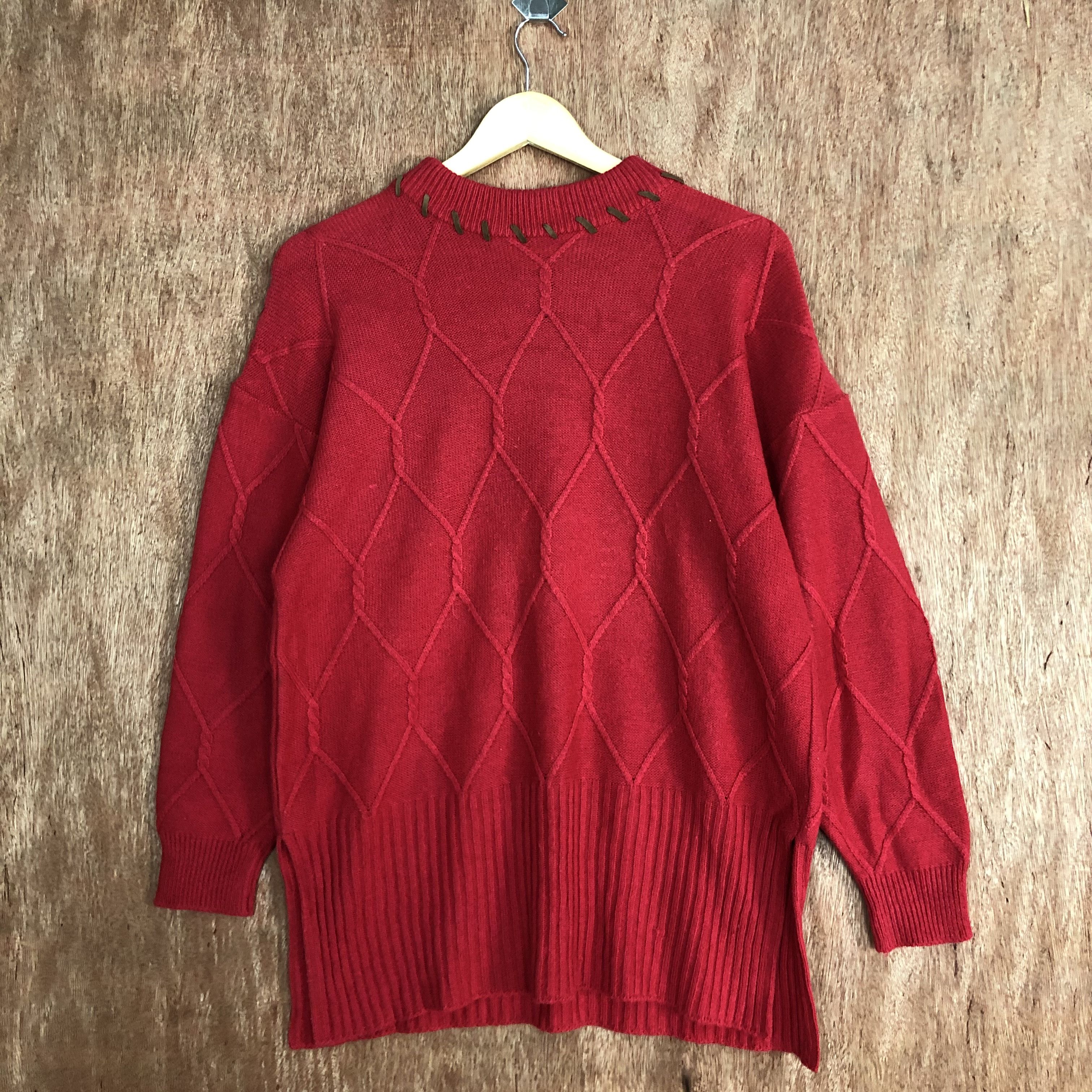 Homespun Knitwear GST Red japan cable long Knitwear #6067 Size US M / EU 48-50 / 2 - 3 Thumbnail