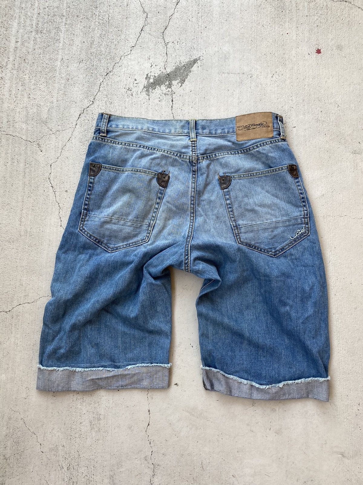 Ed Hardy Vintage Y2k Early2000's Ed Hardy Opium Grunge Denim Shorts Size US 34 / EU 50 - 1 Thumbnail