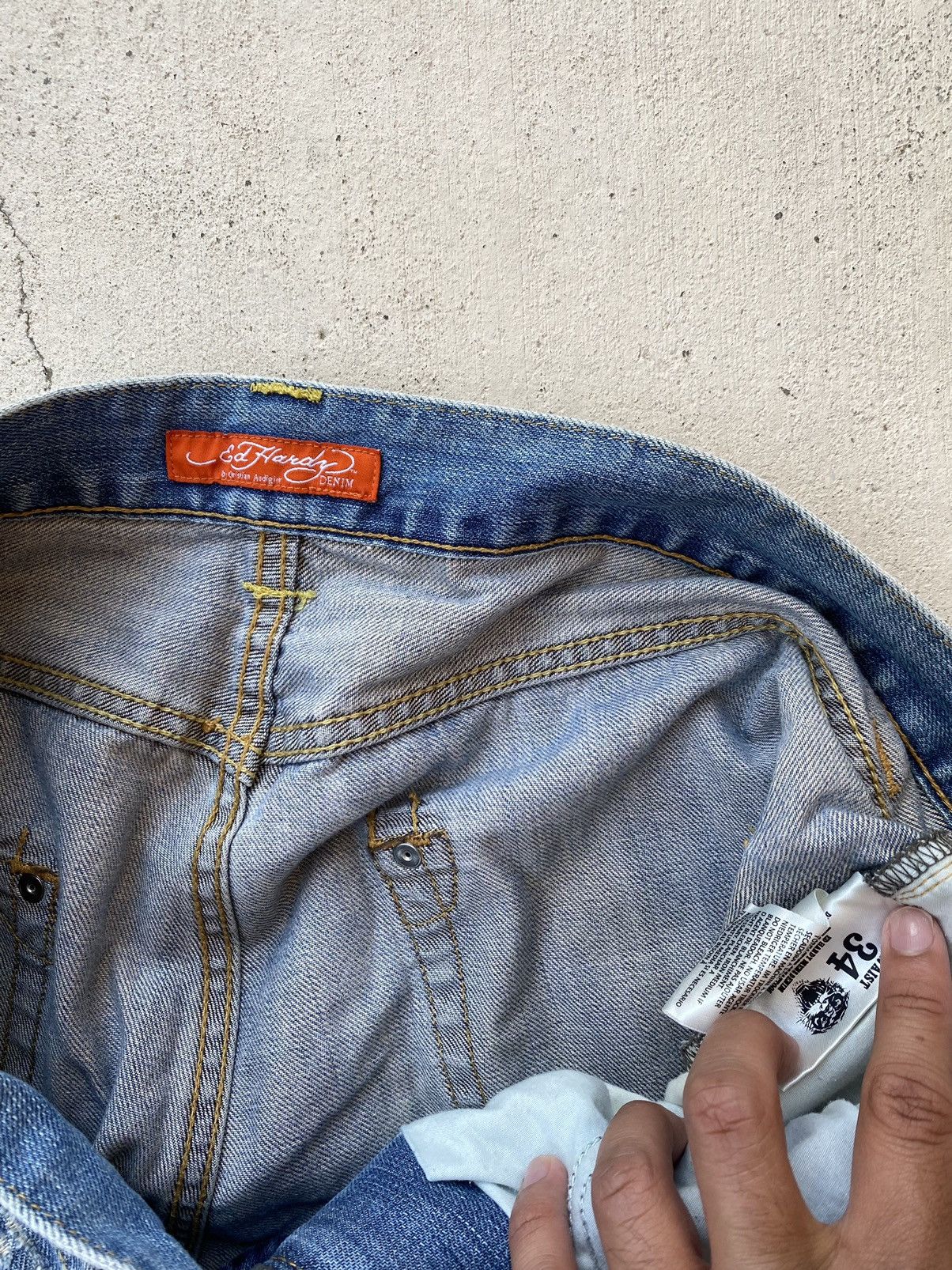 Ed Hardy Vintage Y2k Early2000's Ed Hardy Opium Grunge Denim Shorts Size US 34 / EU 50 - 3 Thumbnail