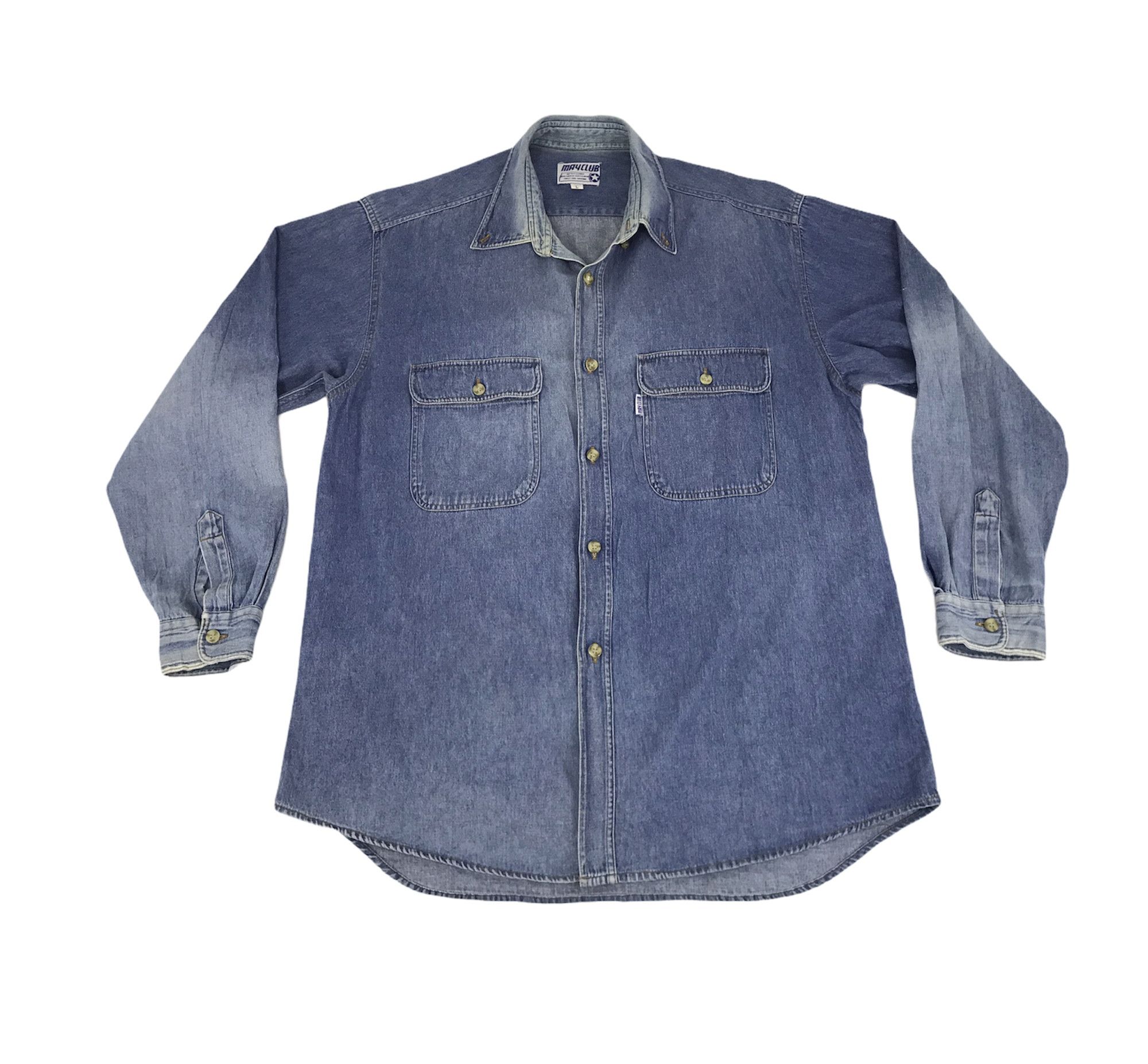 Vintage Mayclub Denim Flannel Jacket Acid Wash Indigo Size US XL / EU 56 / 4 - 1 Thumbnail