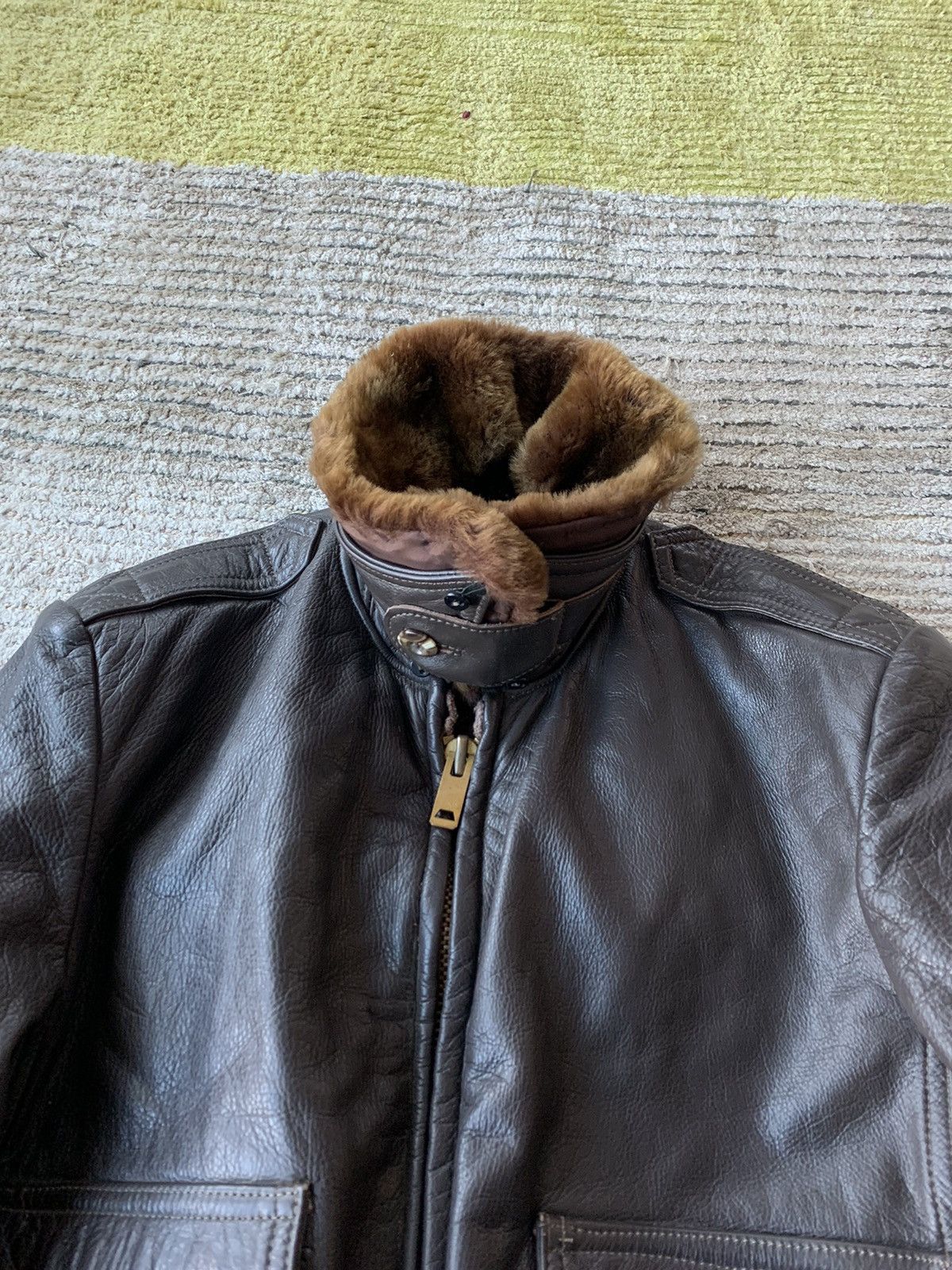 Other Vintage Brown Leather G-1 Bomber Jacket A-2 Flight Fur 40 Size US XS / EU 42 / 0 - 14 Thumbnail