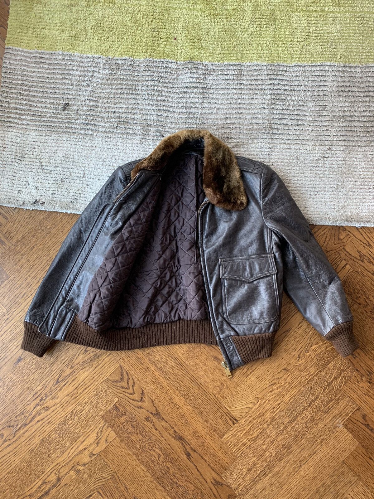 Other Vintage Brown Leather G-1 Bomber Jacket A-2 Flight Fur 40 Size US XS / EU 42 / 0 - 2 Thumbnail