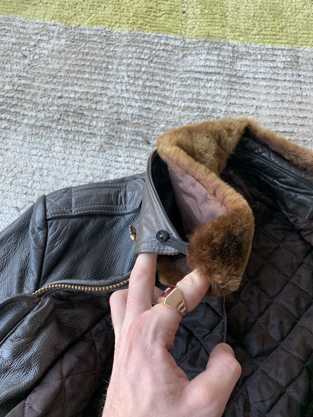 Other Vintage Brown Leather G-1 Bomber Jacket A-2 Flight Fur 40 Size US XS / EU 42 / 0 - 13 Thumbnail