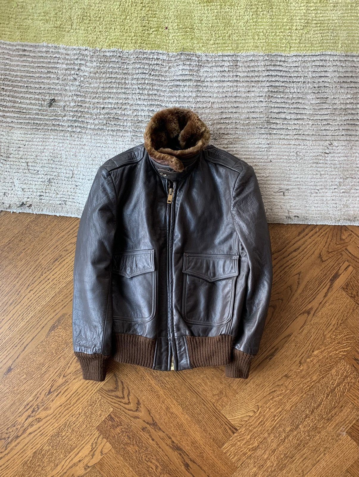 Other Vintage Brown Leather G-1 Bomber Jacket A-2 Flight Fur 40 Size US XS / EU 42 / 0 - 4 Thumbnail