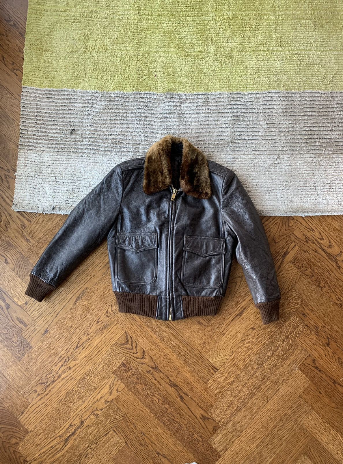 Other Vintage Brown Leather G-1 Bomber Jacket A-2 Flight Fur 40 Size US XS / EU 42 / 0 - 3 Thumbnail