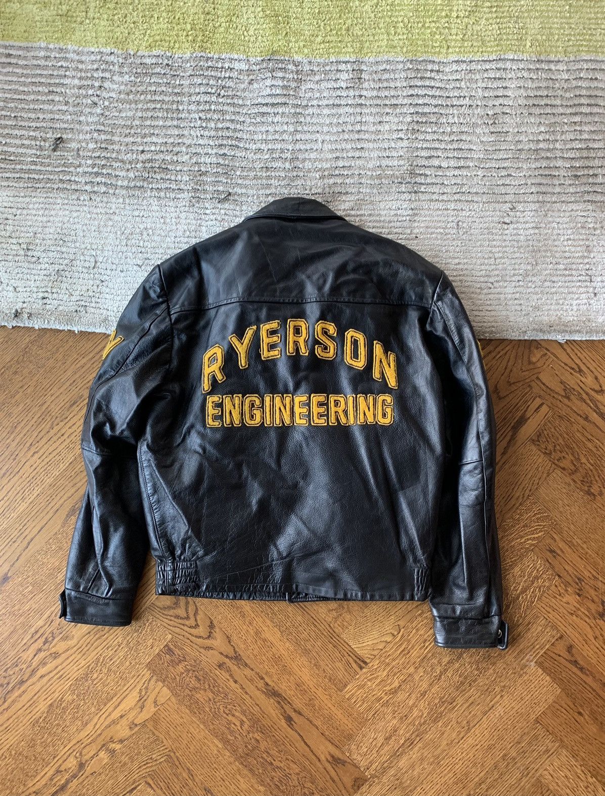 Vintage 90s Vintage Black Leather Varsity Jacket Letterman College Grailed