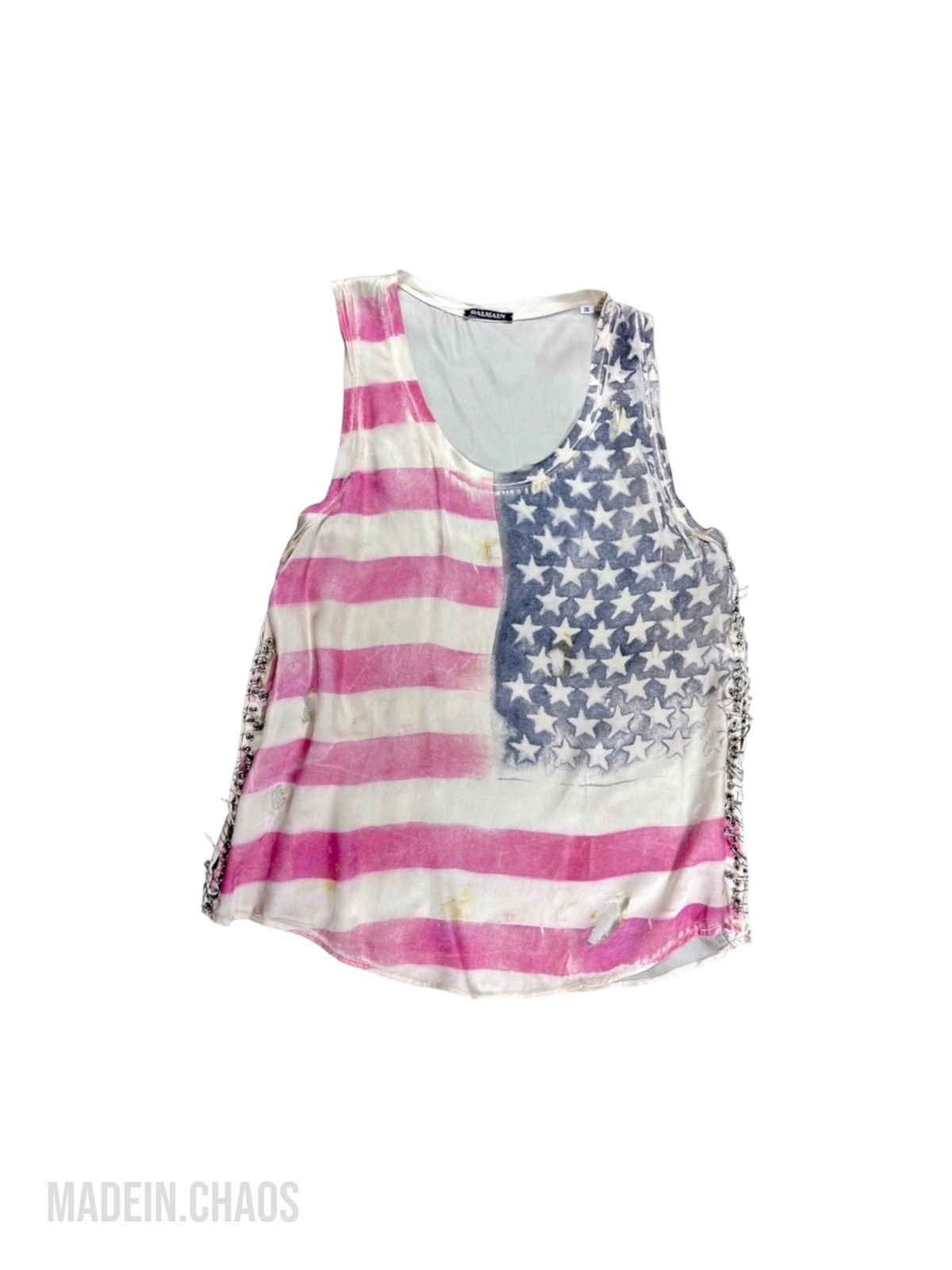 BALMAIN AMERICAN FLAG TANK バルマン タンクトップ Balmain SS11 Burned American Flag Tank – BLINDATE INC