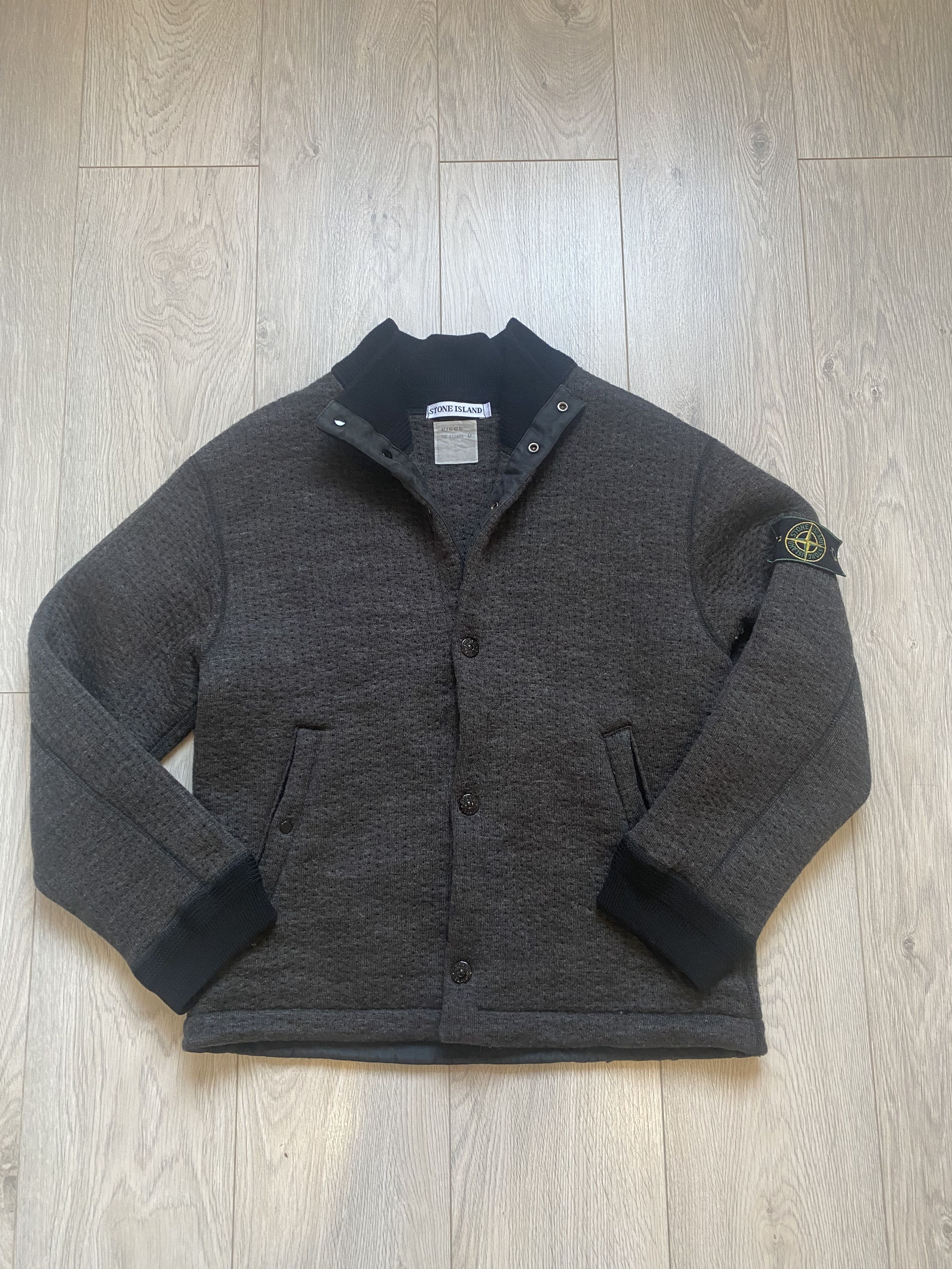 image of Stone Island Vintage Bomber Jacket Green Badge Size M in Grey, Men's
