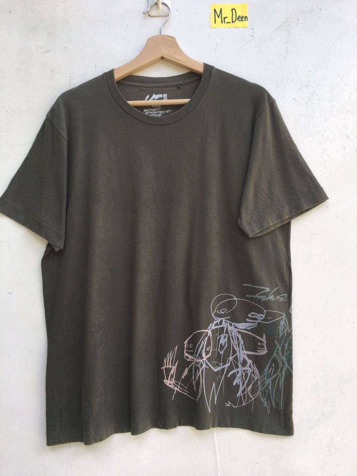 image of Futura Abstract Expression Design Tshirt in Olive Gree, Men's (Size Medium)