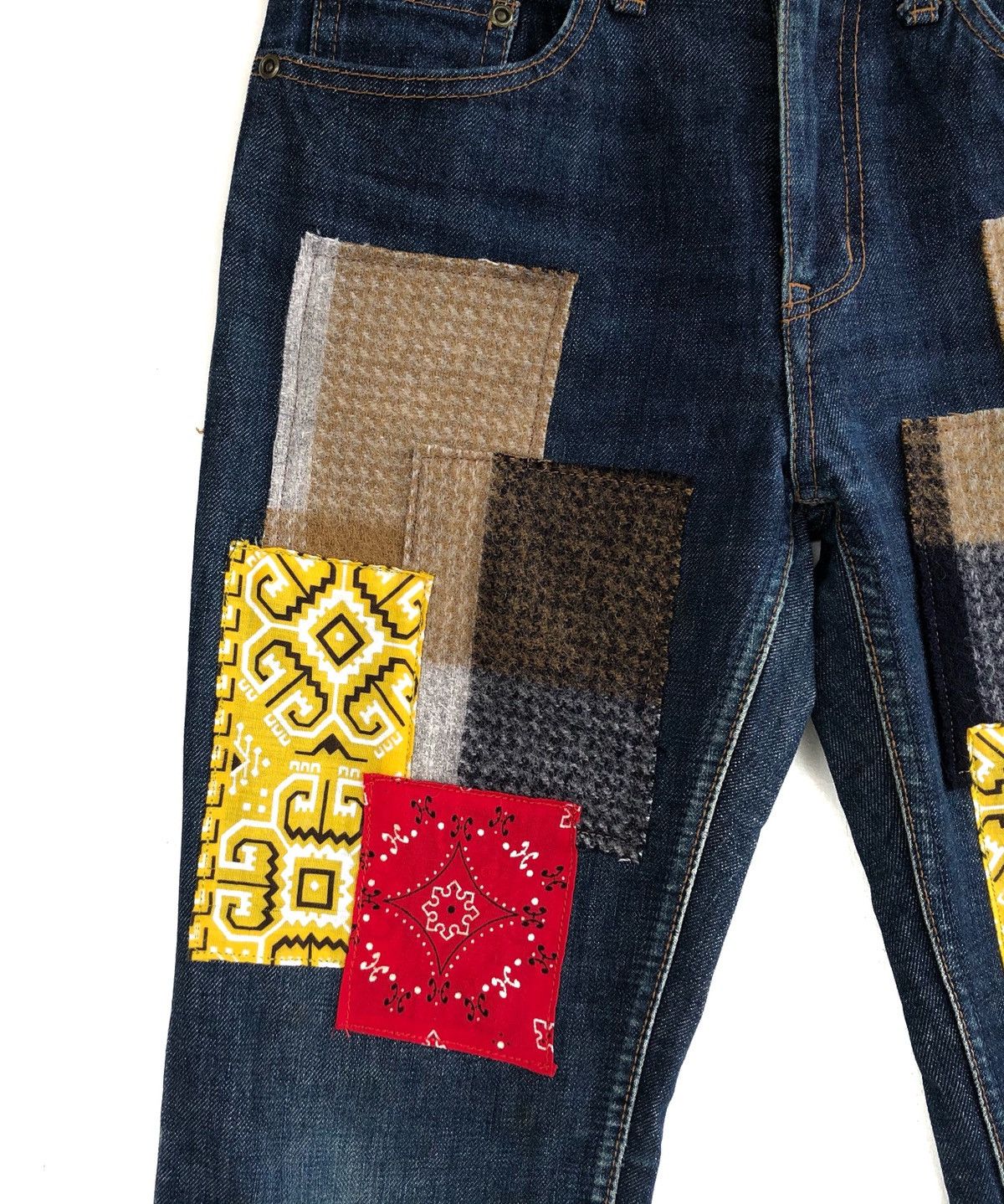 Hysteric Glamour × Japanese Brand 🔥Hysteric Glamour Custom Patchwork Slim Fit Jeans Size US 28 / EU 44 - 6 Thumbnail