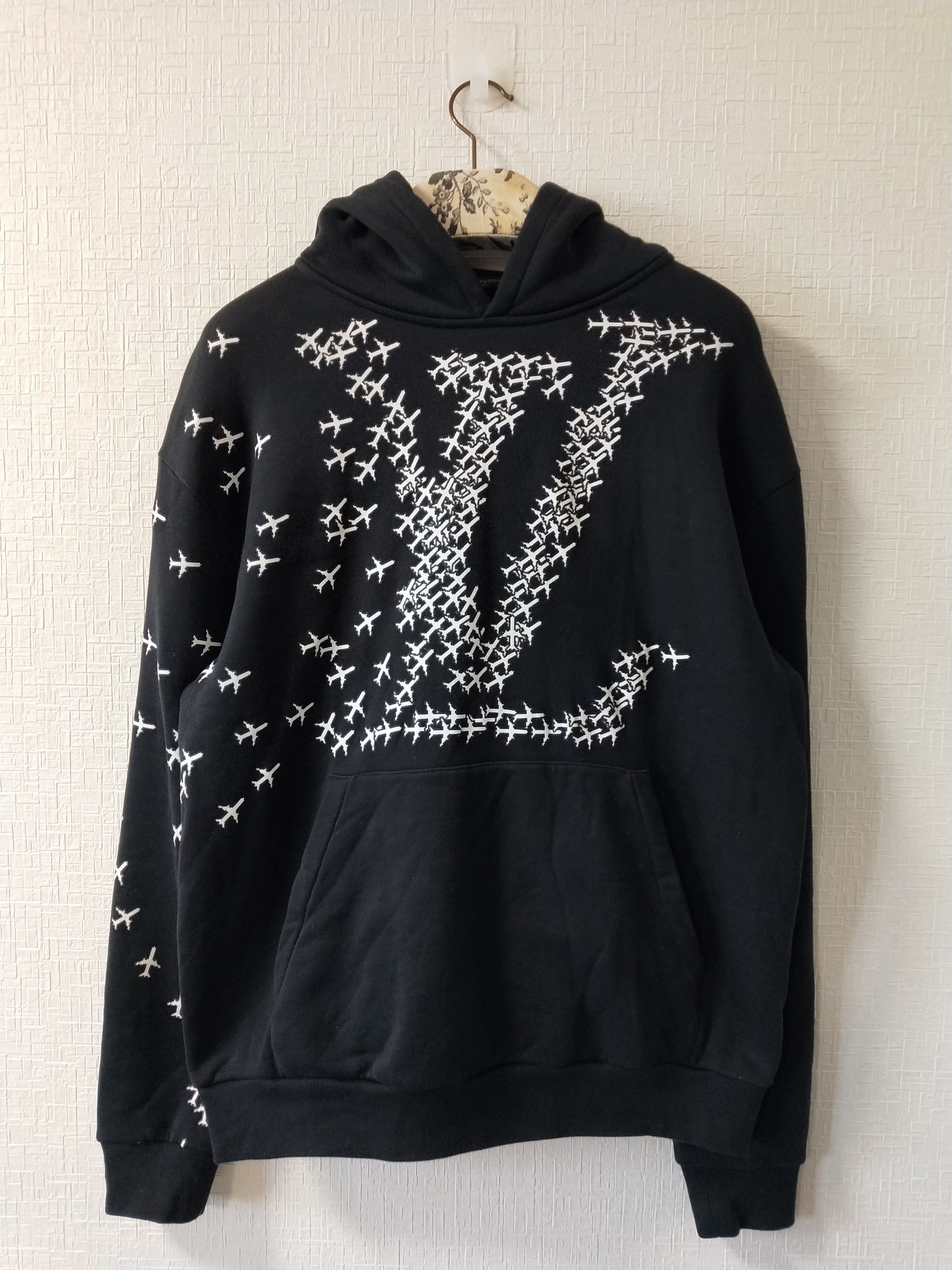 image of Louis Vuitton '2054' Planes Printed Hoodie in Black, Men's (Size Medium)