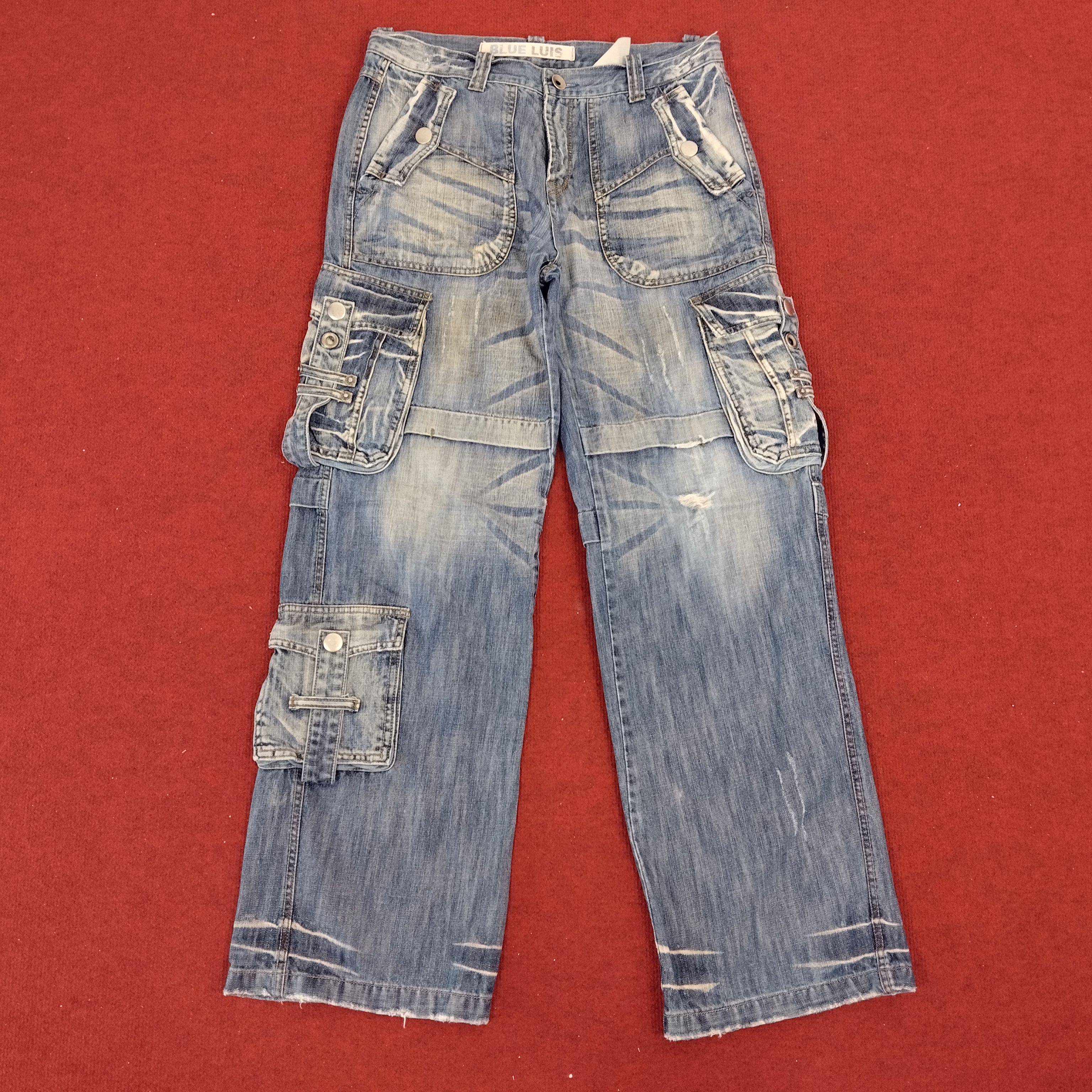 Designer Blue Luis Multipocket Military Style Denim Jeans Size US 34 / EU 50 - 1 Thumbnail