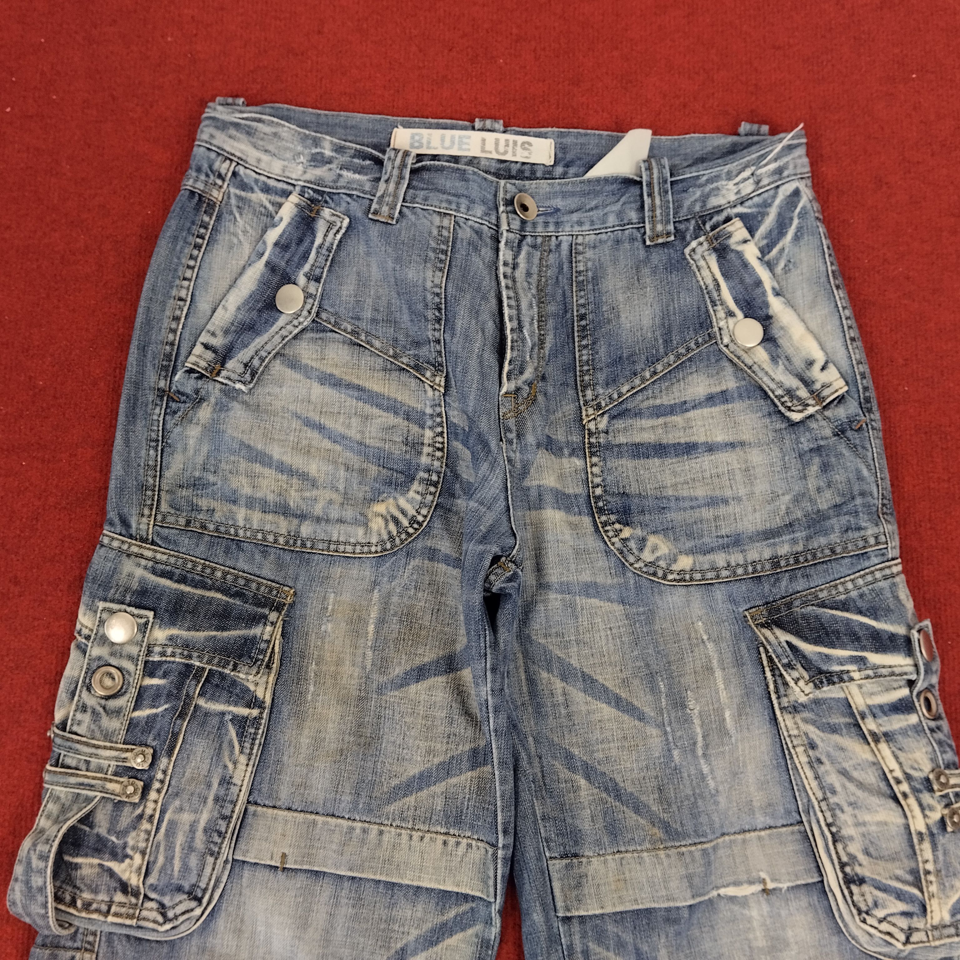 Designer Blue Luis Multipocket Military Style Denim Jeans Size US 34 / EU 50 - 4 Thumbnail