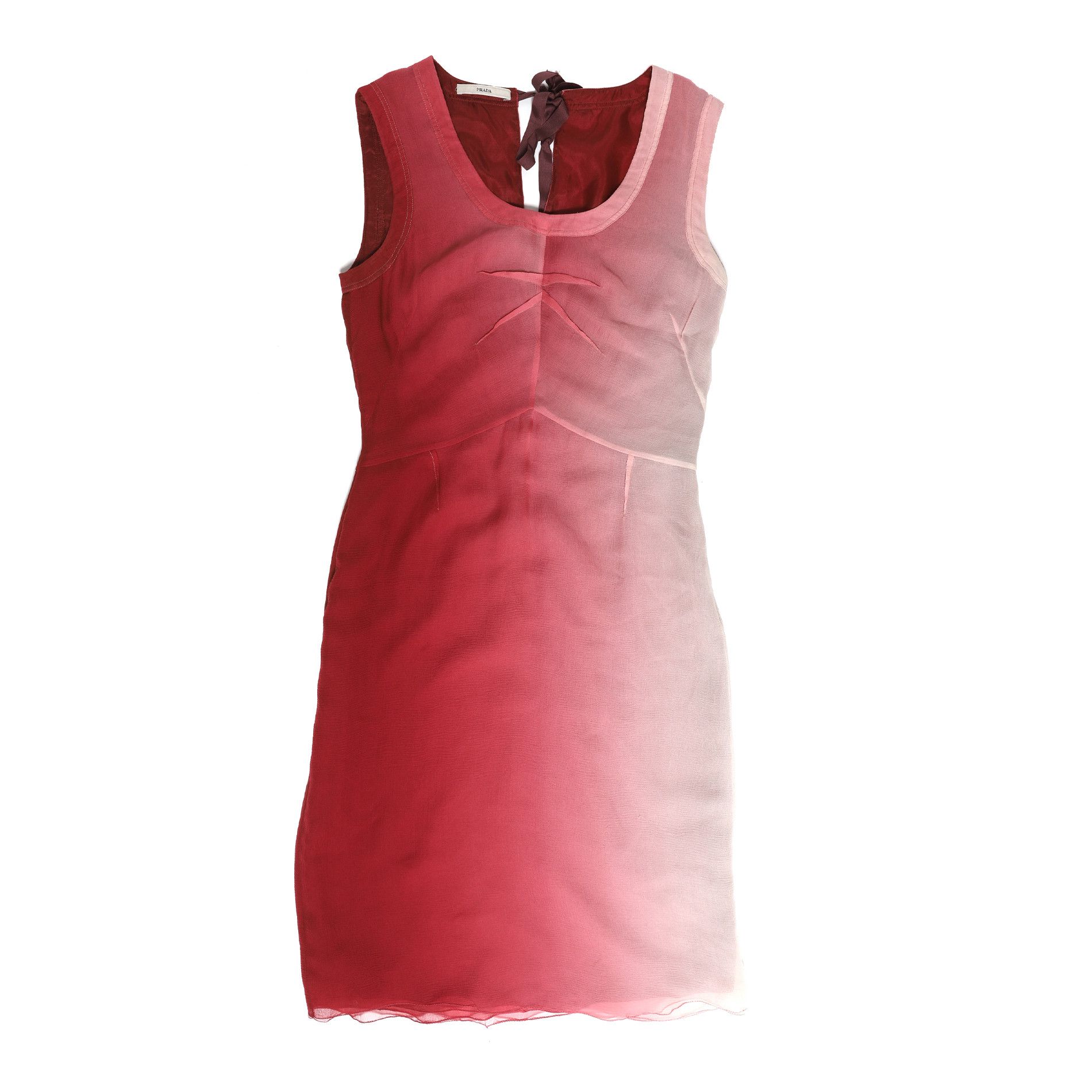 Image of Prada Gradient Dyed Silk Dress in Red, Women's