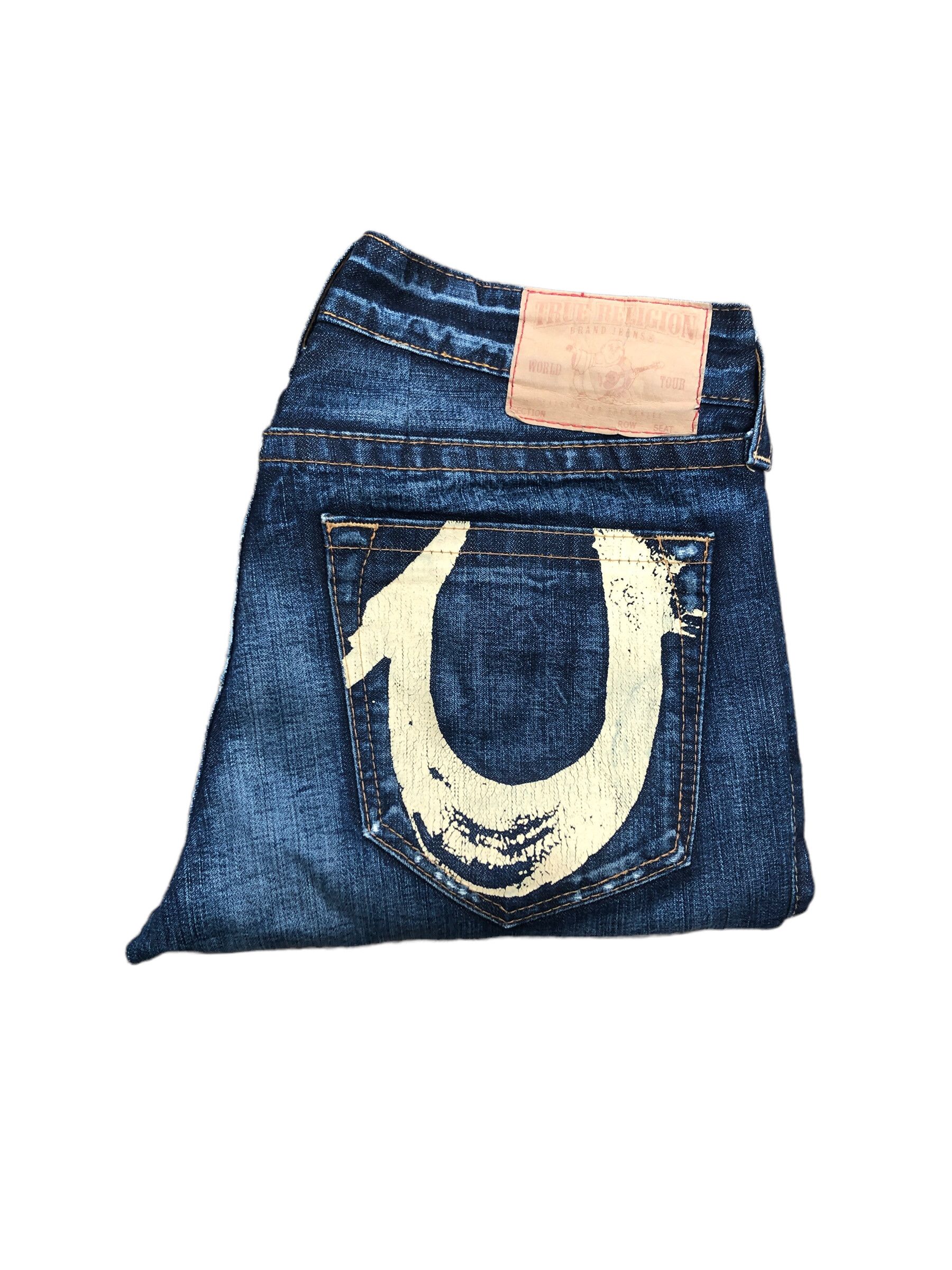 True Religion × Vintage Vintage True Religion Jeans Size 36 Yellow Horseshoe Blue Size US 36 / EU 52 - 8 Thumbnail