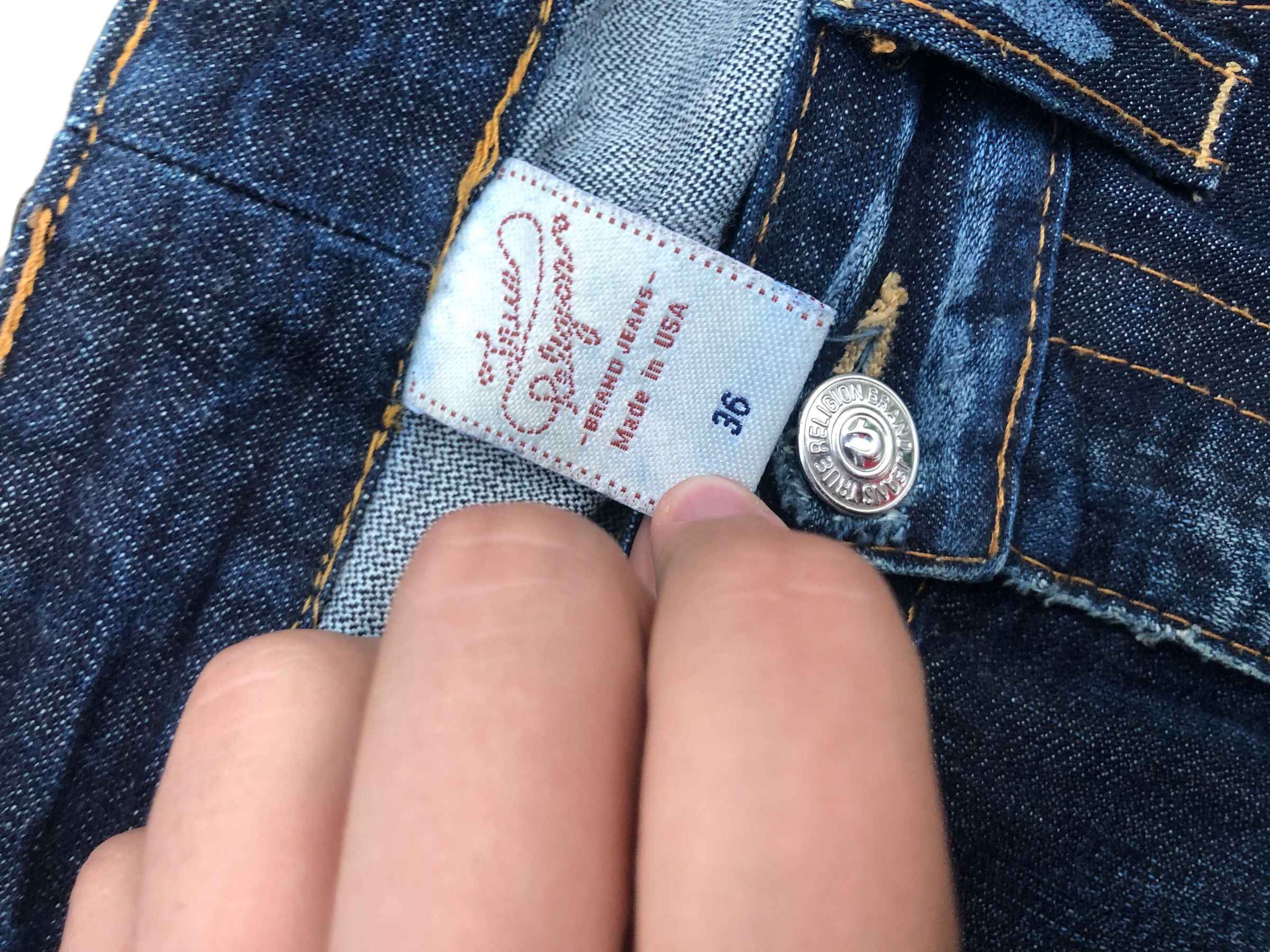 True Religion × Vintage Vintage True Religion Jeans Size 36 Yellow Horseshoe Blue Size US 36 / EU 52 - 7 Thumbnail