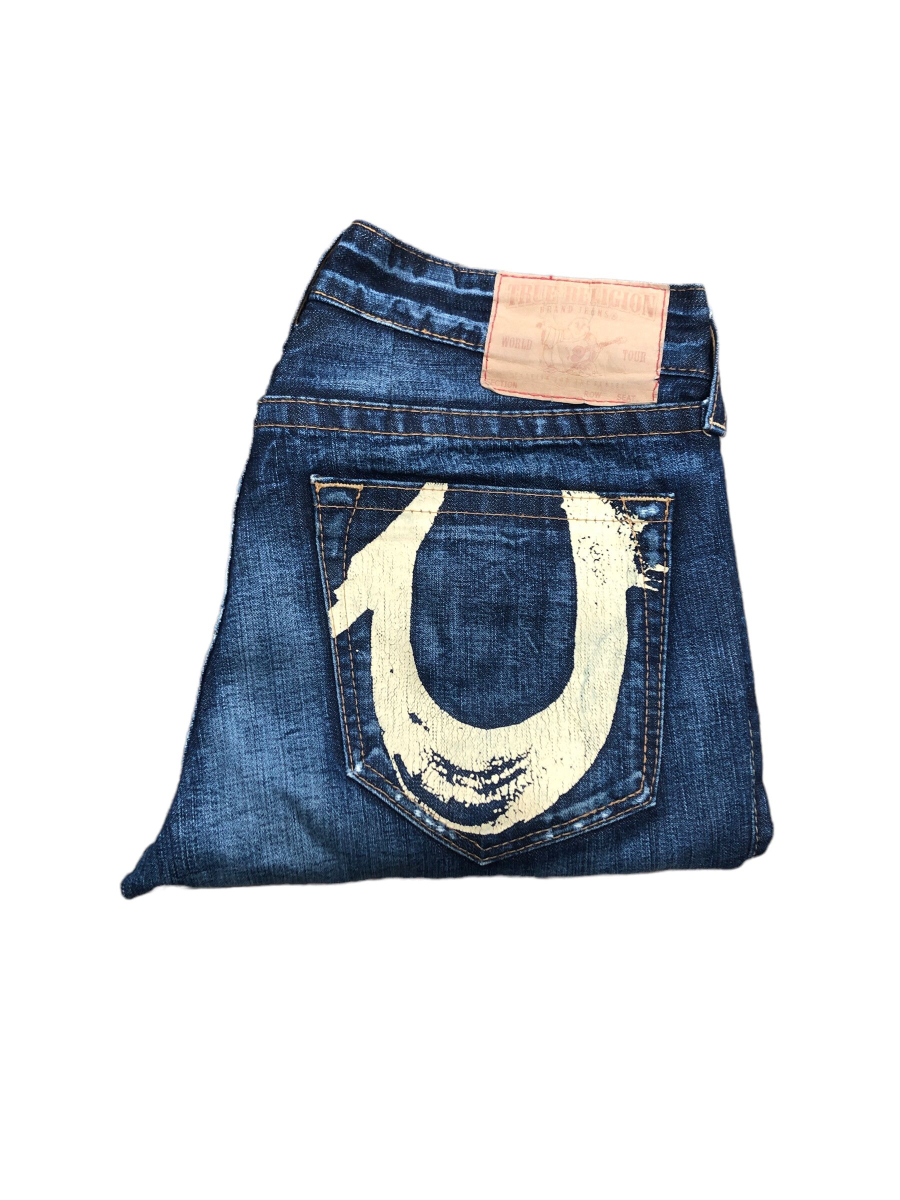 True Religion × Vintage Vintage True Religion Jeans Size 36 Yellow Horseshoe Blue Size US 36 / EU 52 - 1 Thumbnail