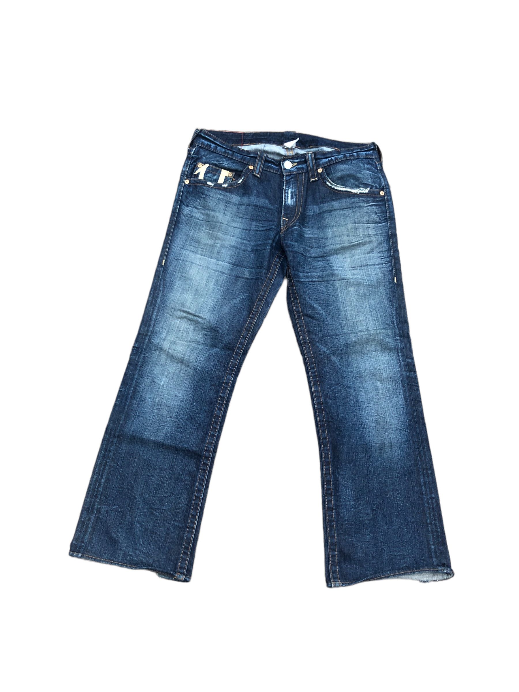 True Religion × Vintage Vintage True Religion Jeans Size 36 Yellow Horseshoe Blue Size US 36 / EU 52 - 4 Thumbnail