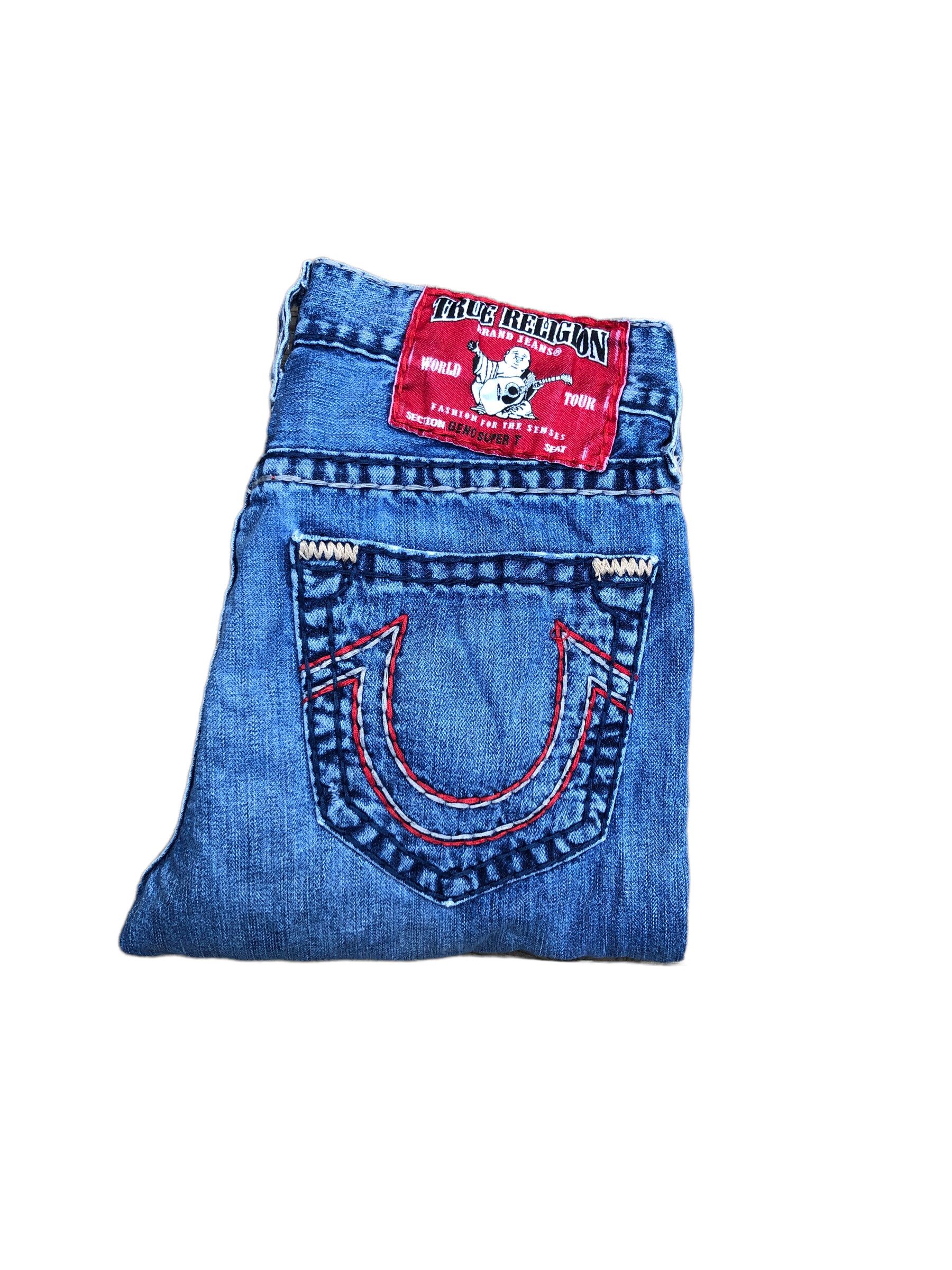 Vintage True Religion Jeans Size 31 GENO SUPER T Red Stitch