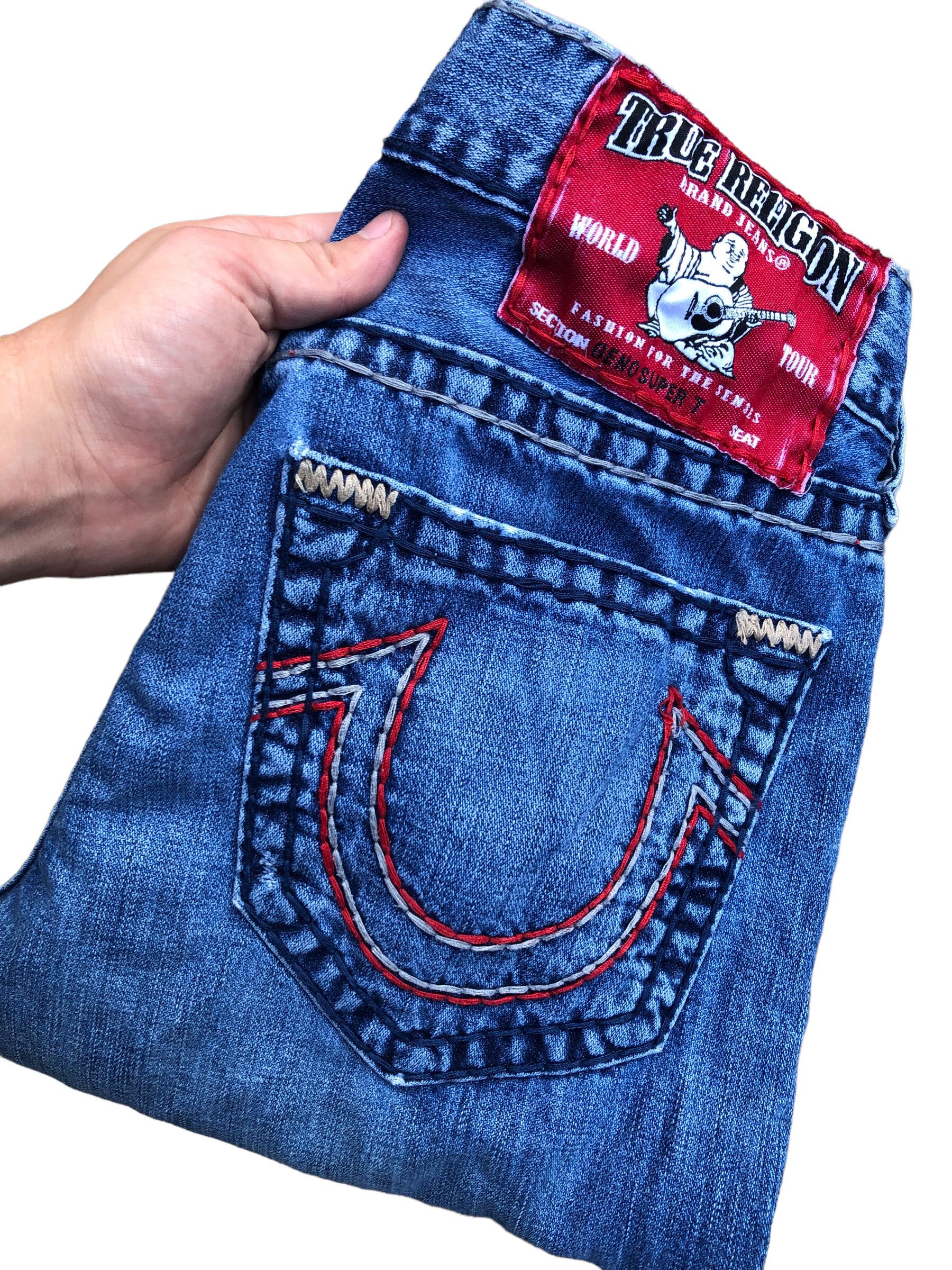 True Religion × Vintage Vintage True Religion Jeans Size 31 GENO SUPER T Red Stitch Size US 31 - 9 Thumbnail
