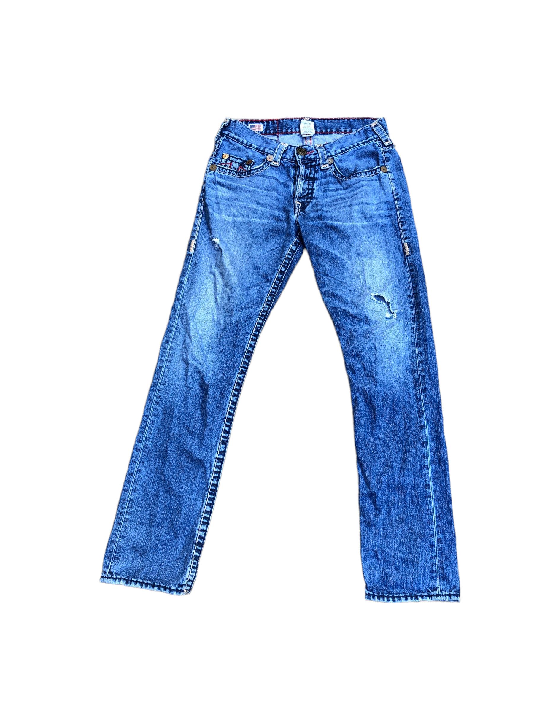 True Religion × Vintage Vintage True Religion Jeans Size 31 GENO SUPER T Red Stitch Size US 31 - 3 Thumbnail