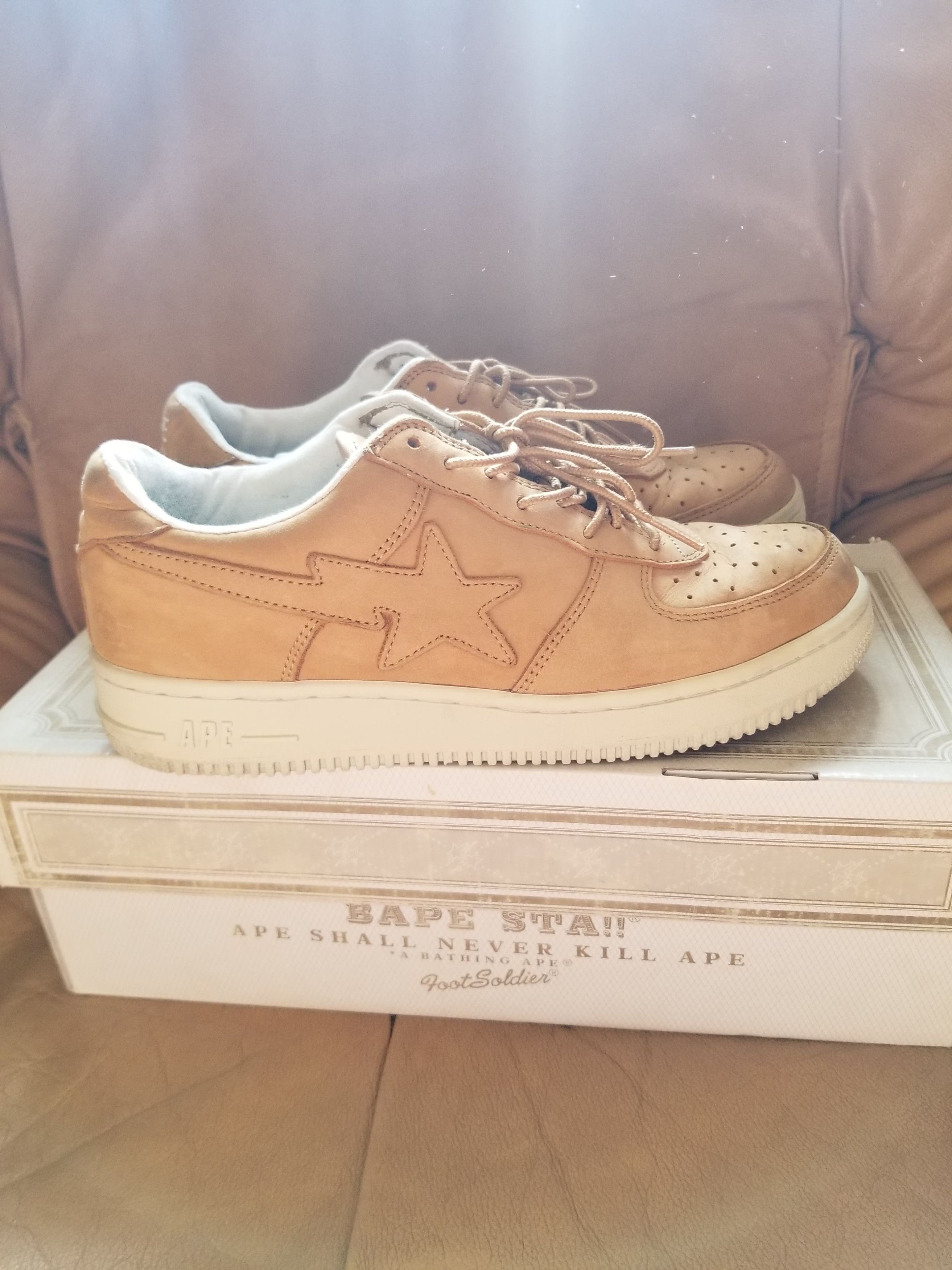 image of Wheat "boots" Yellow Nubuk Bapesta in Wheat Nubuck, Men's (Size 10)