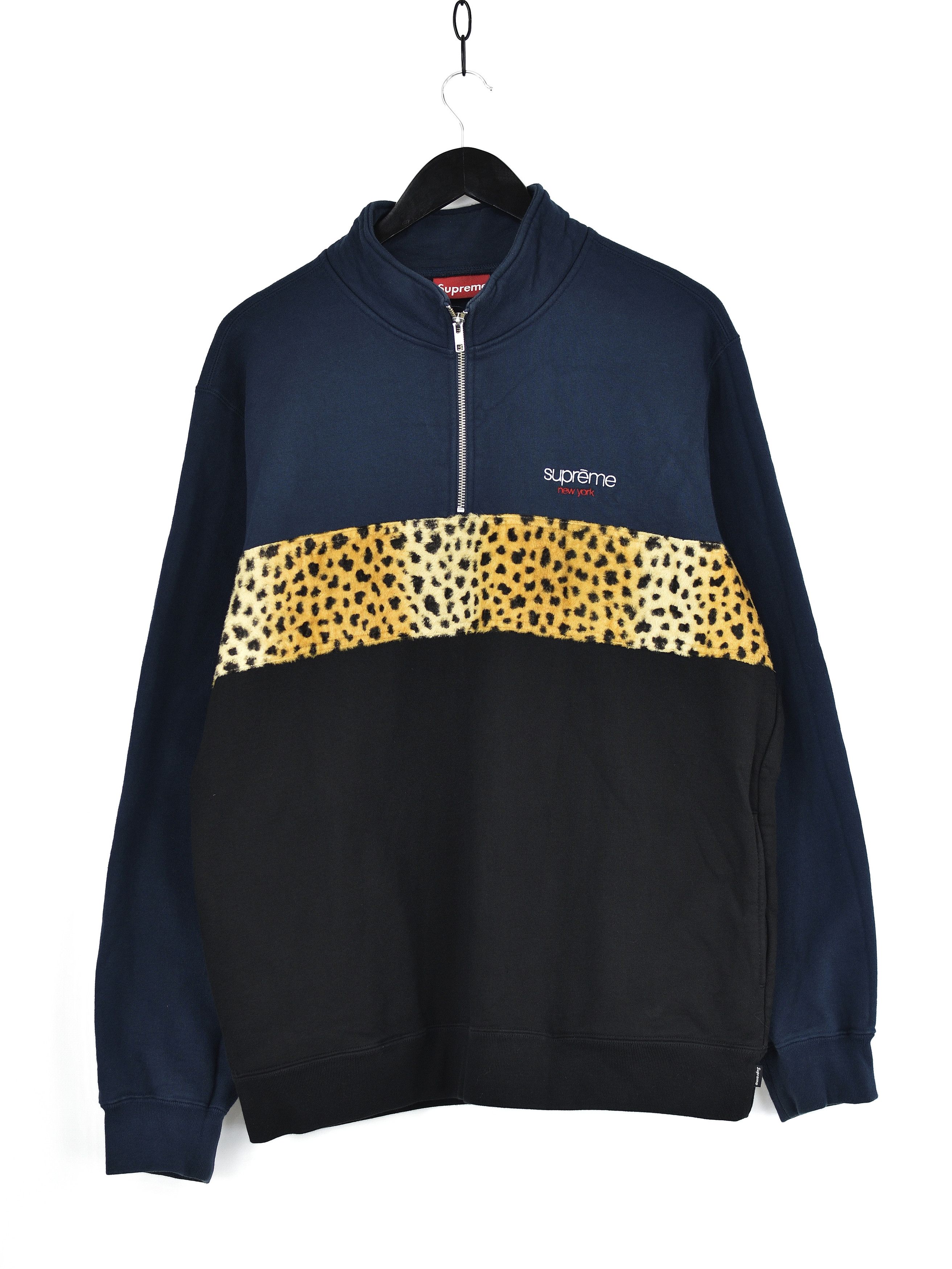 Supreme Supreme Leopard Panel Half Zip Sweatshirt FW18 | Grailed