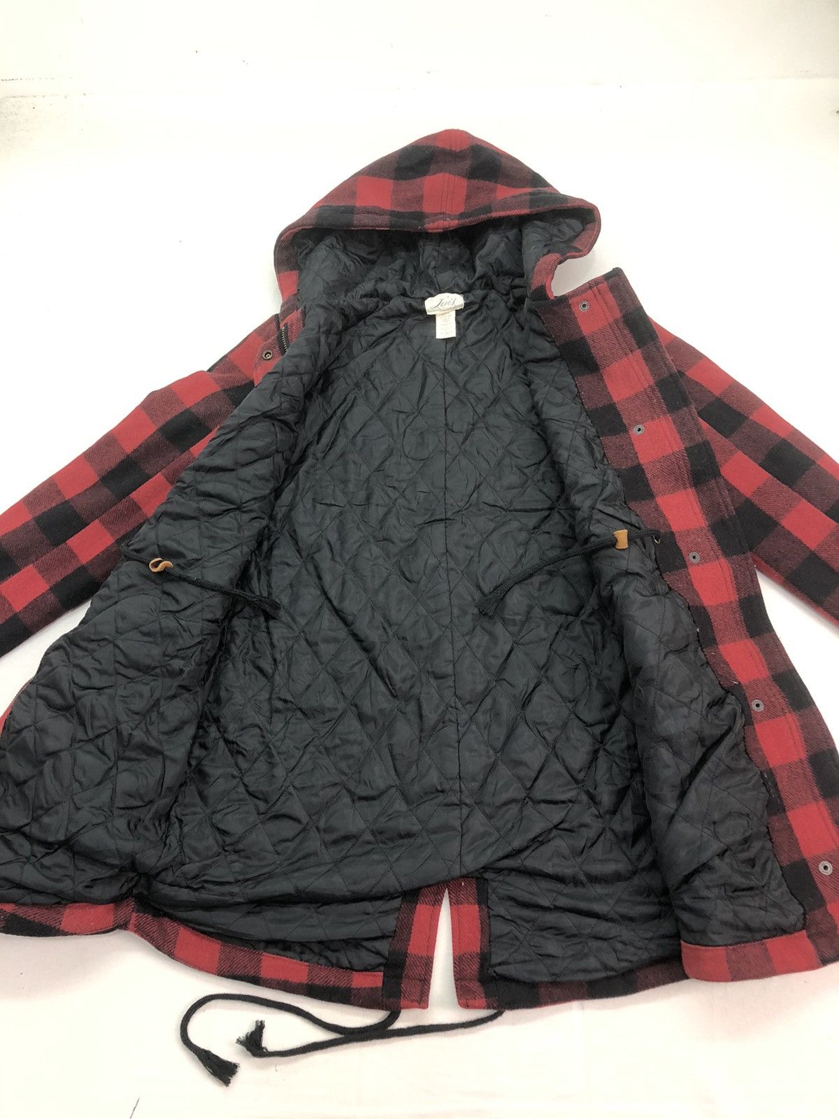 Levi's × Vintage Vintage Levis Women Wool Red Black Parka Jacket Size XS / US 0-2 / IT 36-38 - 7 Thumbnail