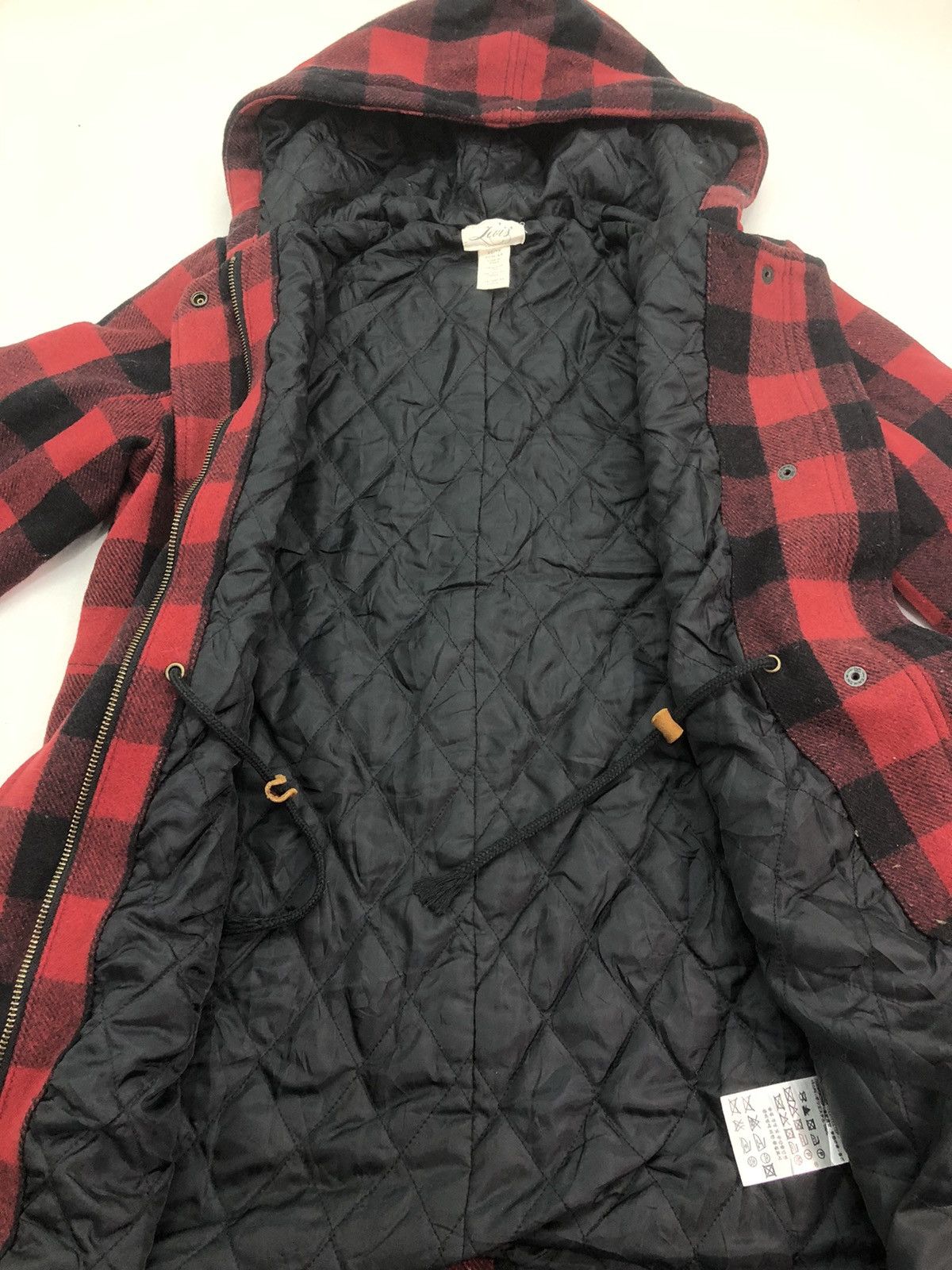 Levi's × Vintage Vintage Levis Women Wool Red Black Parka Jacket Size XS / US 0-2 / IT 36-38 - 12 Thumbnail