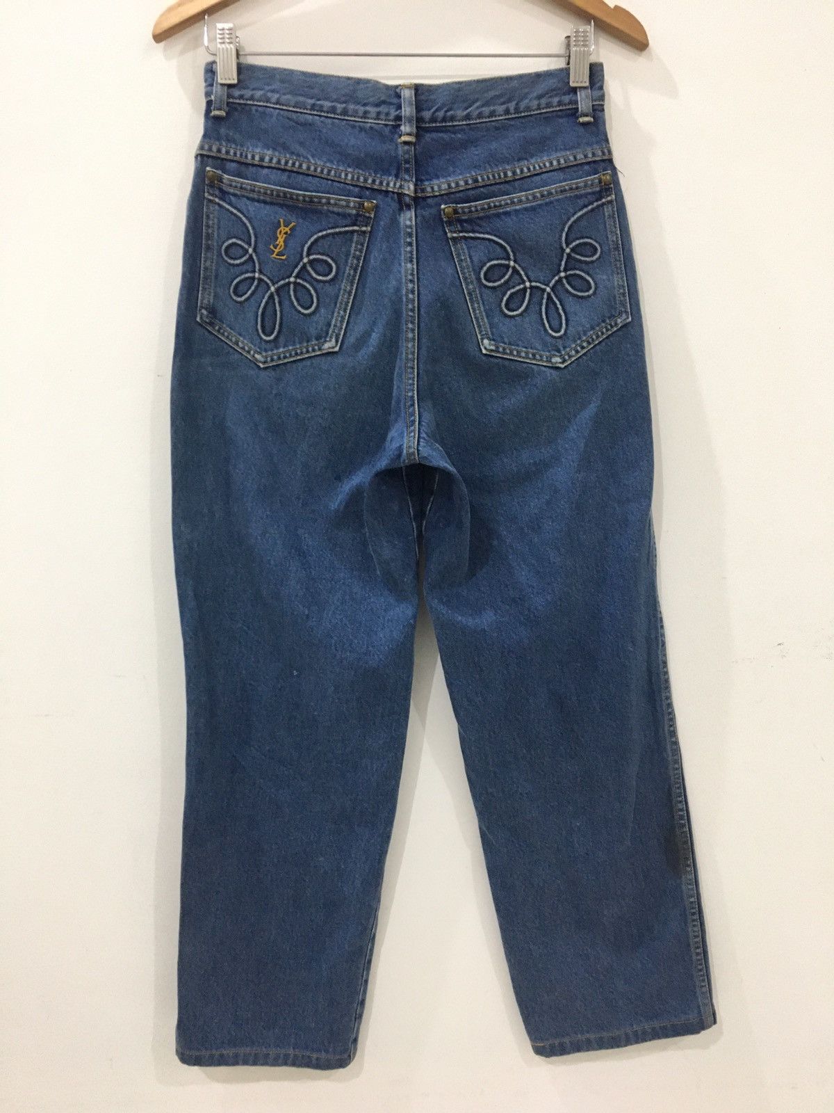 Yves Saint Laurent YSL - BAGGY CROPPED EMBROIDERED FLOWER PATTERN JEANS Size US 28 / EU 44 - 7 Thumbnail