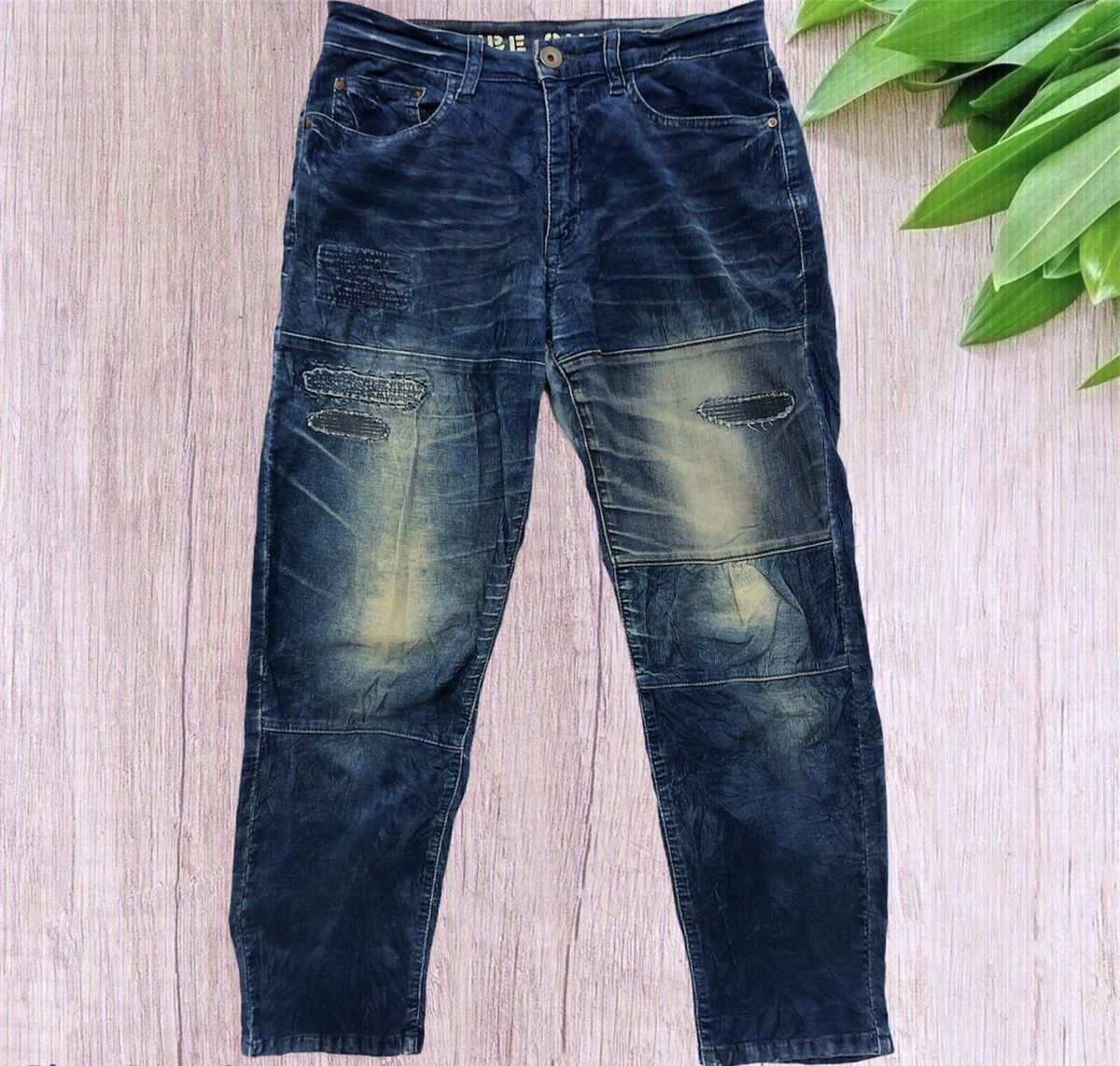 image of Distressed Denim Japan Cube Sugar Distressed Corduroy Pants in Blue, Men's (Size 30)