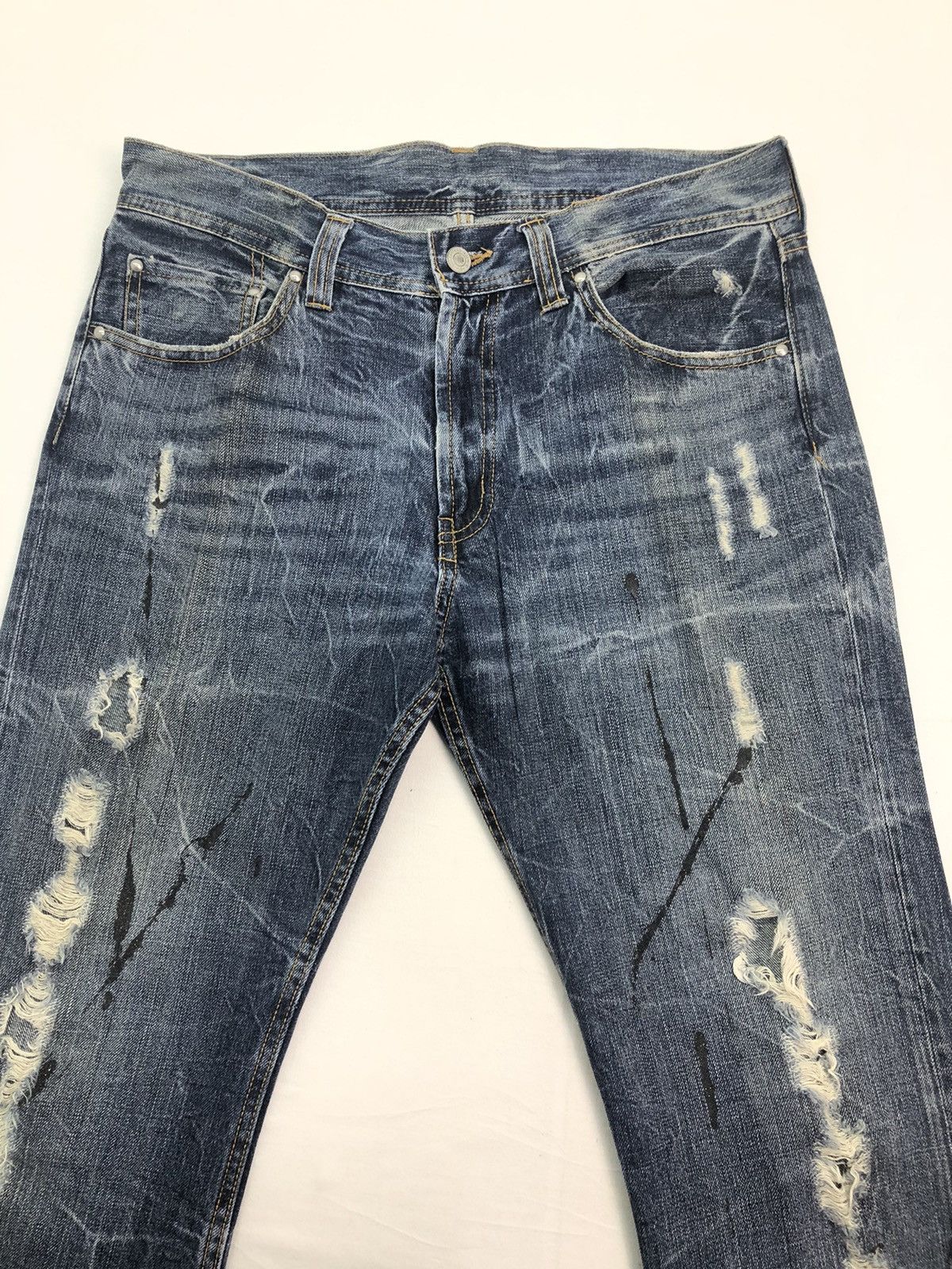 Japanese Brand Japanese HS8461B Bootleg Cut Painter Splash Denim Size US 32 / EU 48 - 3 Thumbnail