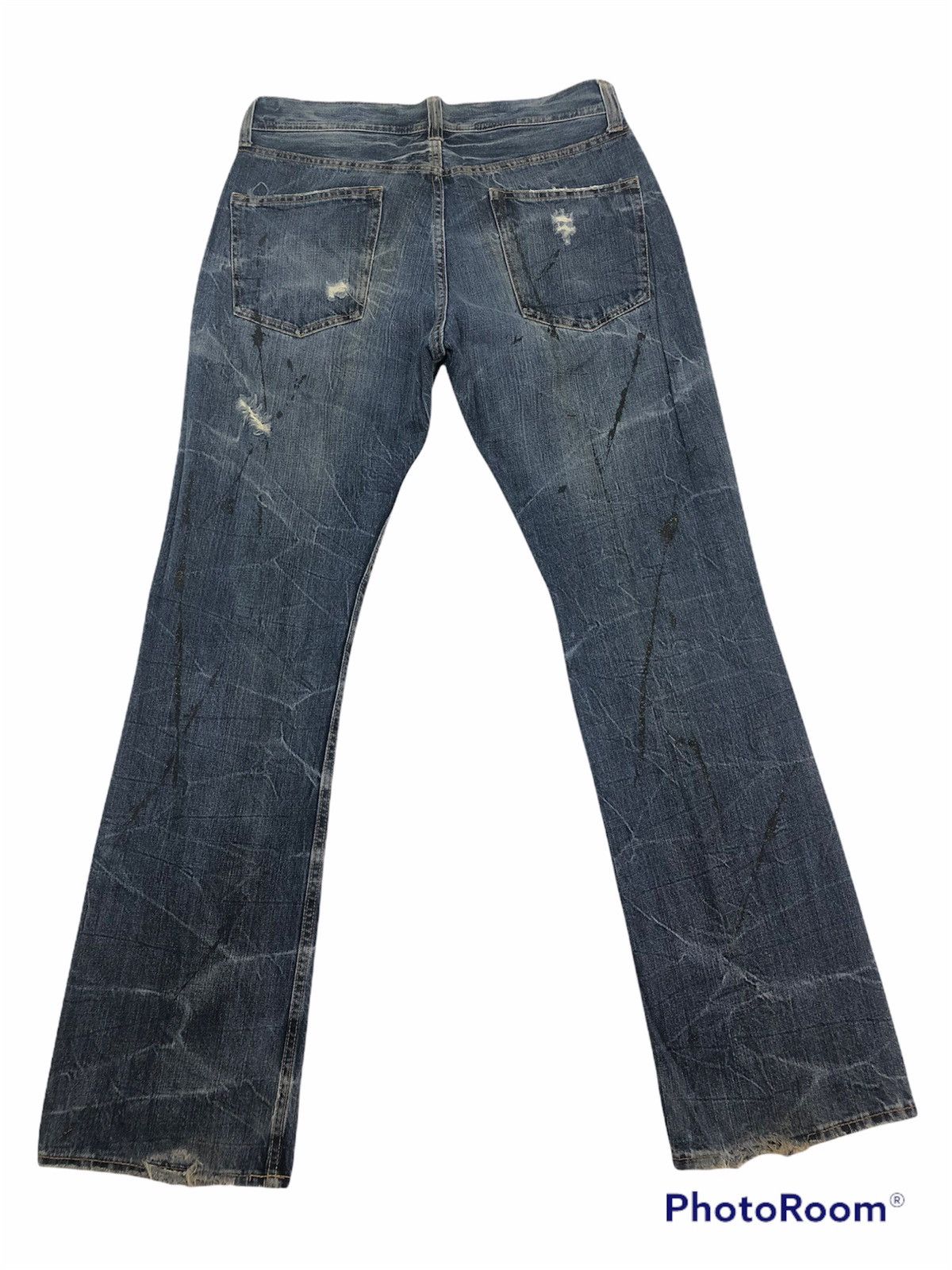 Japanese Brand Japanese HS8461B Bootleg Cut Painter Splash Denim Size US 32 / EU 48 - 2 Thumbnail
