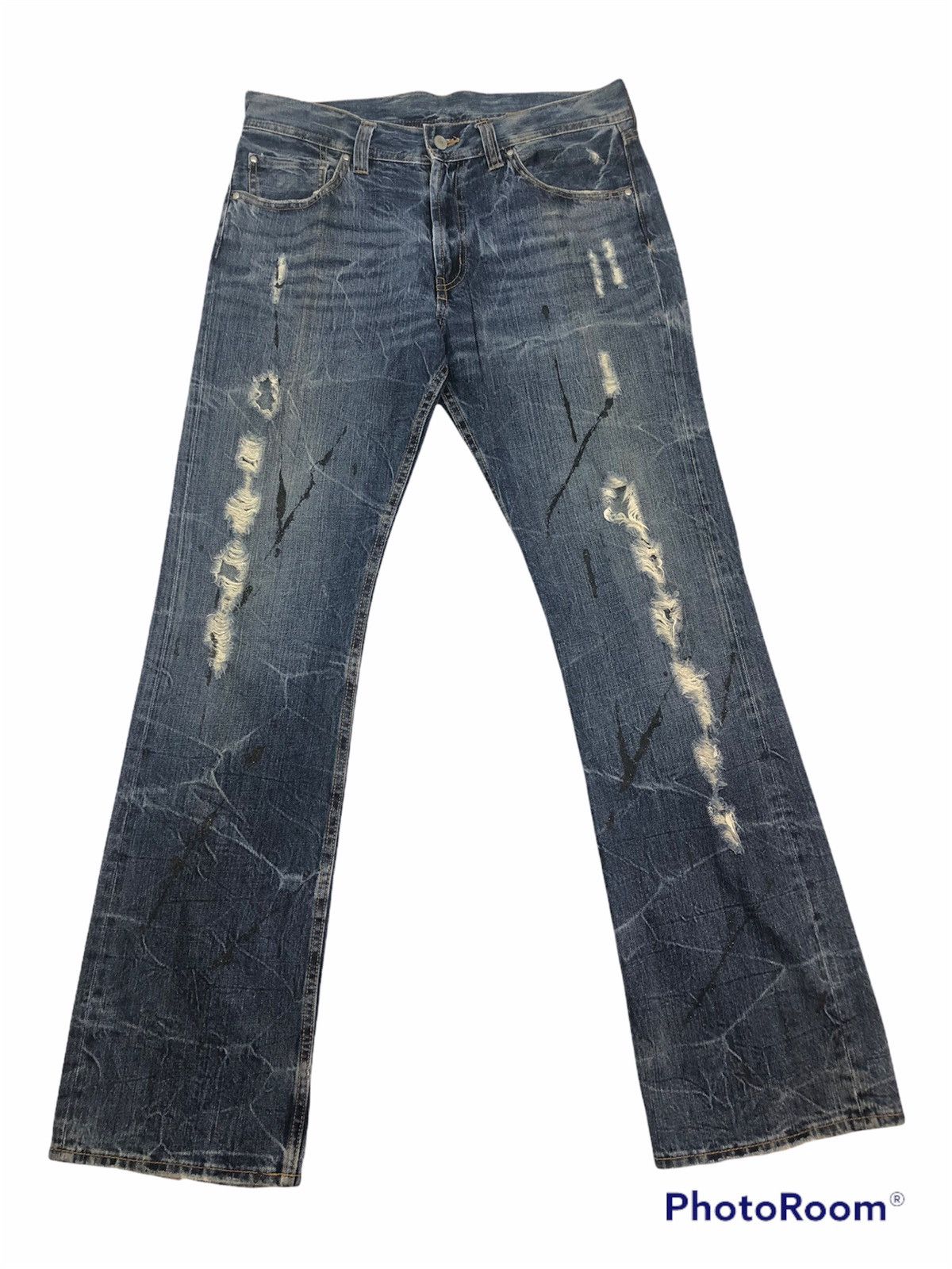 Japanese Brand Japanese HS8461B Bootleg Cut Painter Splash Denim Size US 32 / EU 48 - 1 Thumbnail