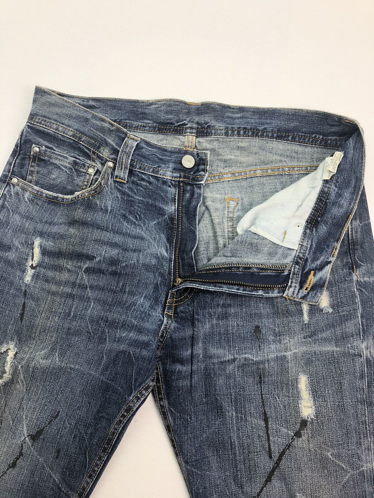 Japanese Brand Japanese HS8461B Bootleg Cut Painter Splash Denim Size US 32 / EU 48 - 4 Thumbnail