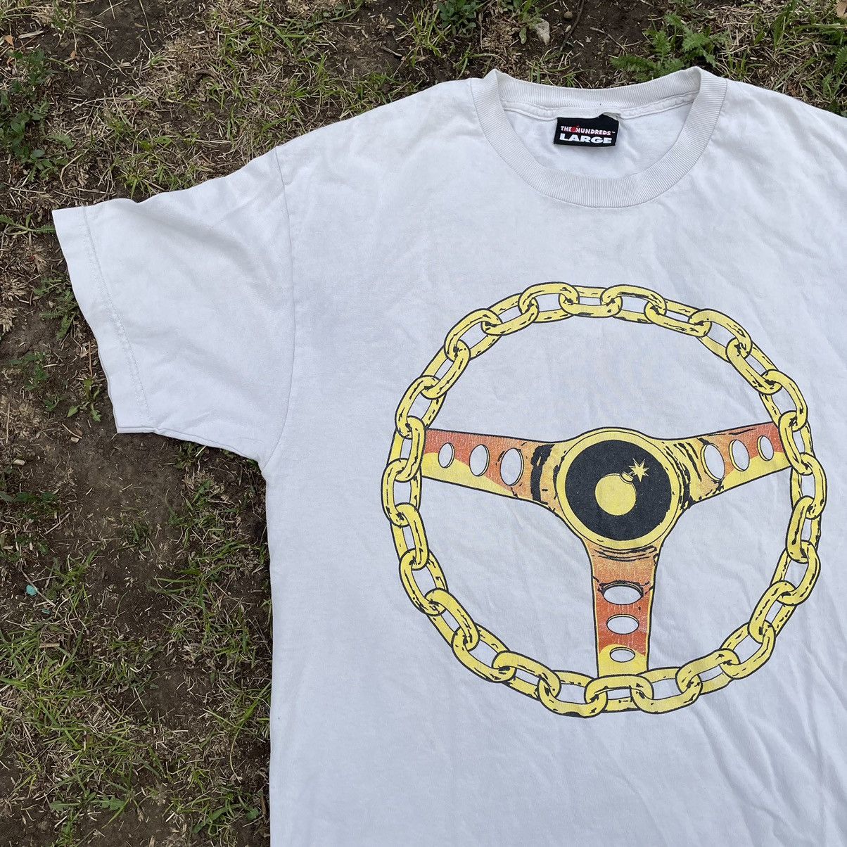 Vintage Vintage 90s Chain Steering Wheel Graphic Tee White Boxy L Size US L / EU 52-54 / 3 - 3 Thumbnail