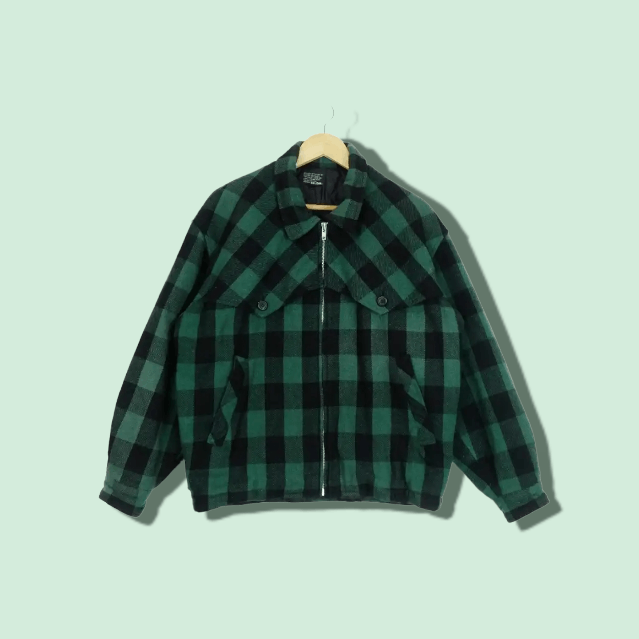 image of Big John Bomber Style Jacket in Green Black, Men's (Size Large)