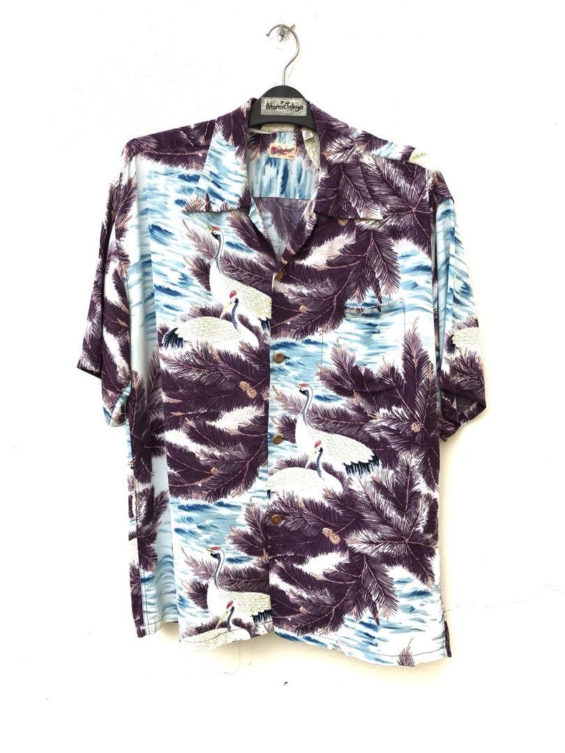 Sun Surf × Toyo Enterprises Sun Surf Japan Palm Trees Japan Crane Crepe Rayon Hawaiian Size US L / EU 52-54 / 3 - 1 Thumbnail