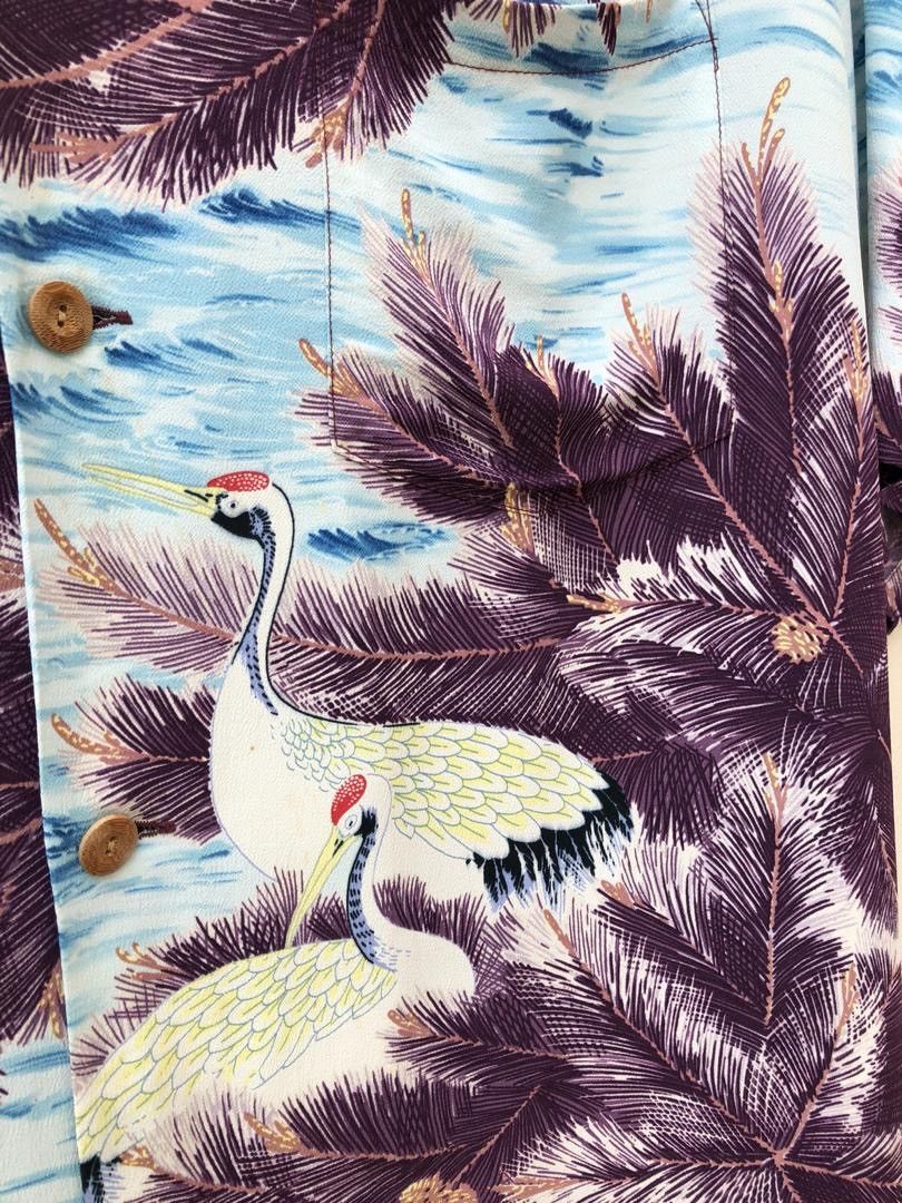Sun Surf × Toyo Enterprises Sun Surf Japan Palm Trees Japan Crane Crepe Rayon Hawaiian Size US L / EU 52-54 / 3 - 5 Thumbnail