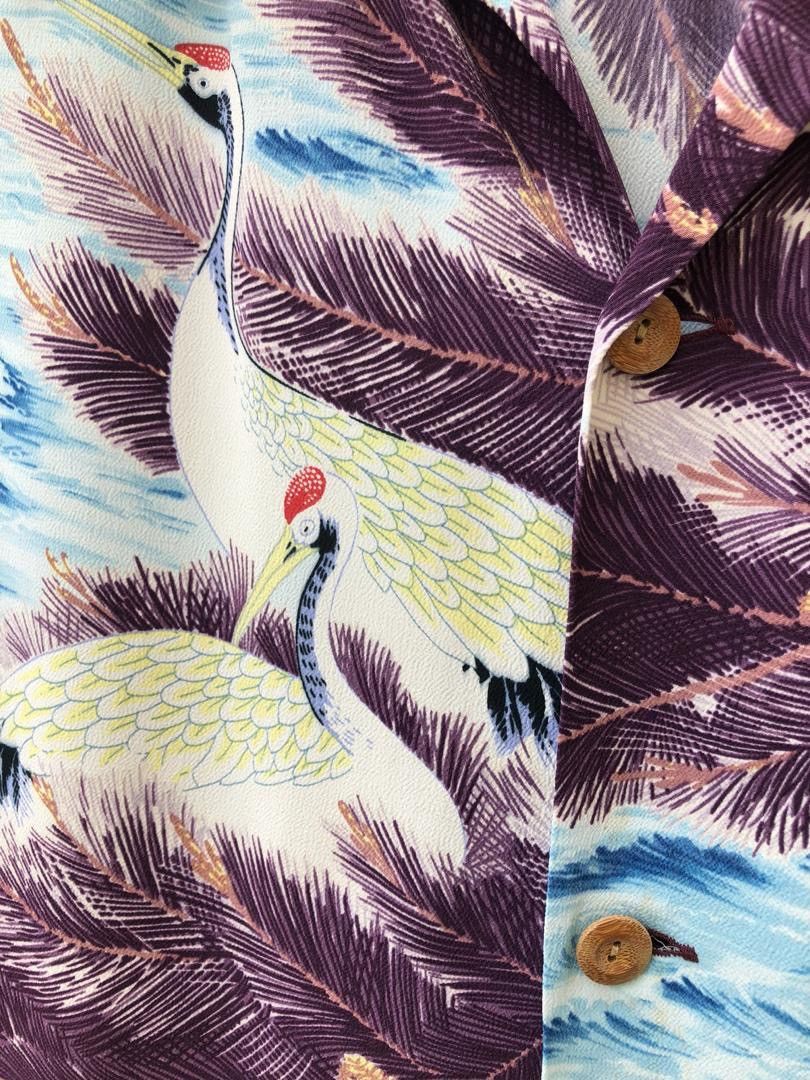 Sun Surf × Toyo Enterprises Sun Surf Japan Palm Trees Japan Crane Crepe Rayon Hawaiian Size US L / EU 52-54 / 3 - 6 Thumbnail