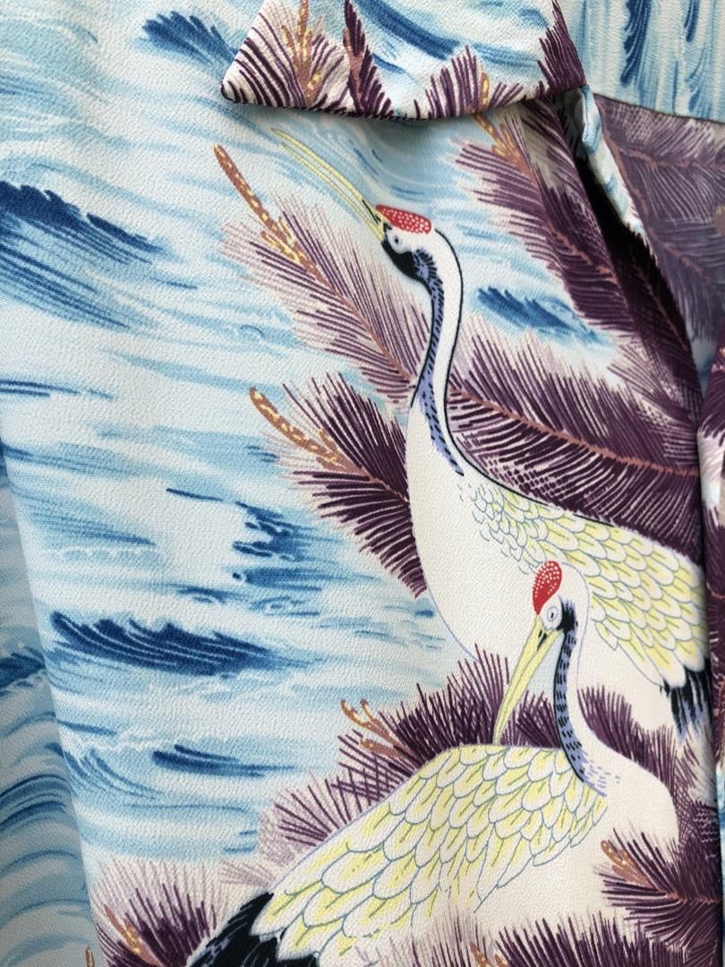 Sun Surf × Toyo Enterprises Sun Surf Japan Palm Trees Japan Crane Crepe Rayon Hawaiian Size US L / EU 52-54 / 3 - 7 Thumbnail