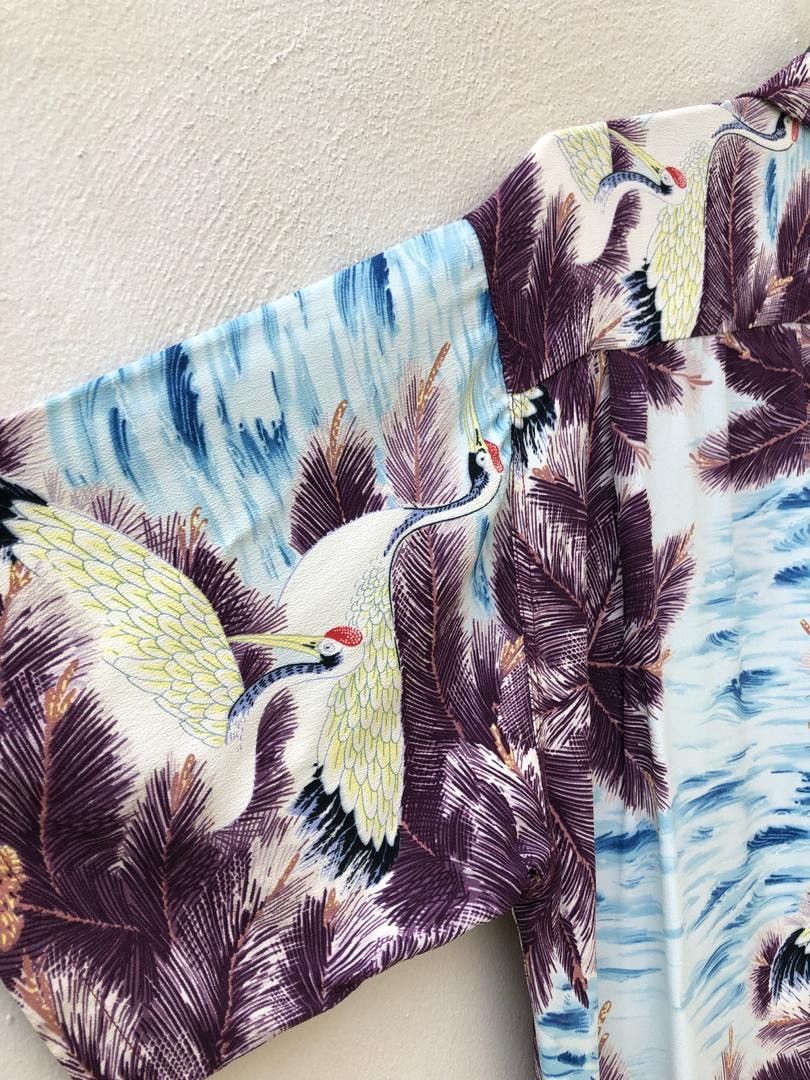 Sun Surf × Toyo Enterprises Sun Surf Japan Palm Trees Japan Crane Crepe Rayon Hawaiian Size US L / EU 52-54 / 3 - 13 Thumbnail
