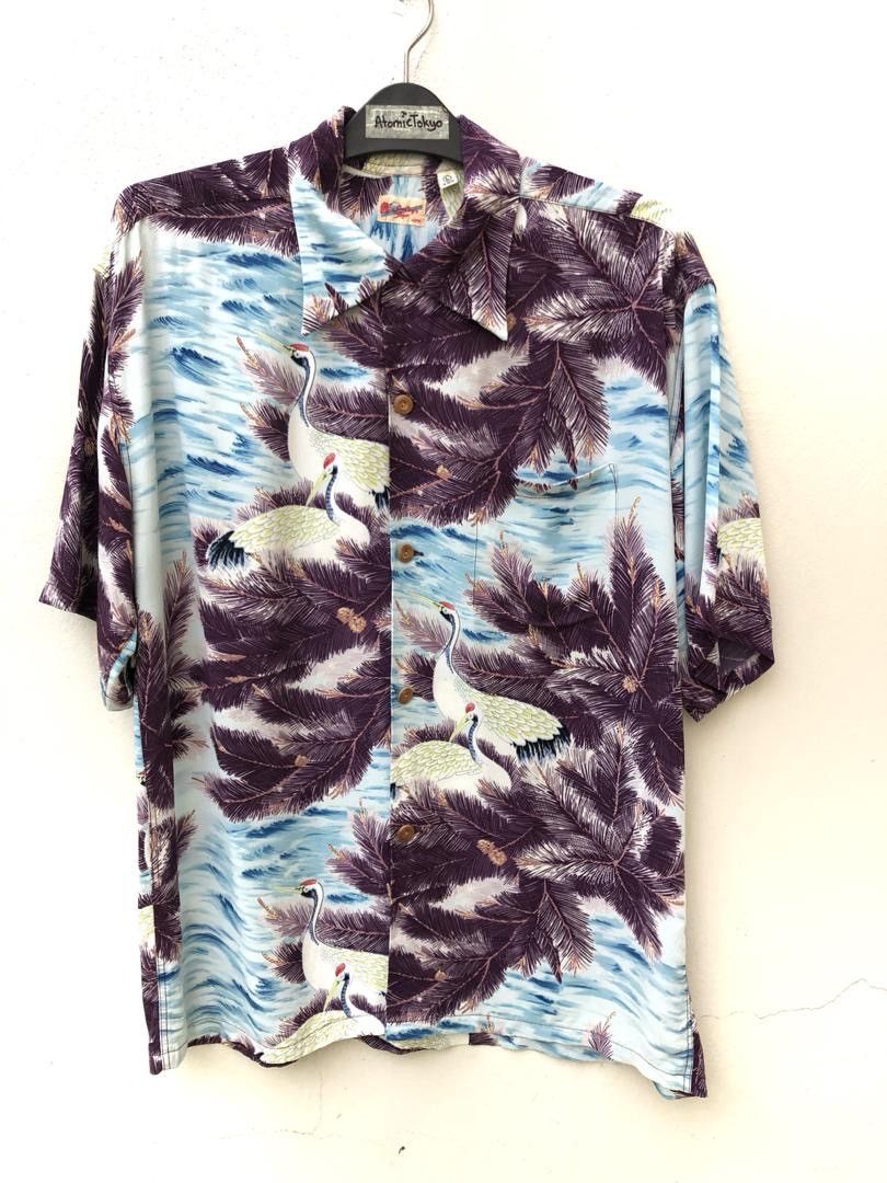 Sun Surf × Toyo Enterprises Sun Surf Japan Palm Trees Japan Crane Crepe Rayon Hawaiian Size US L / EU 52-54 / 3 - 2 Thumbnail