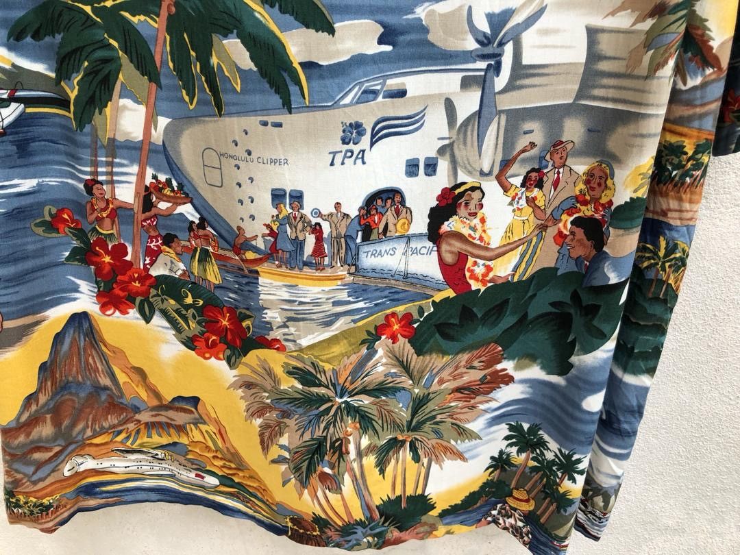 Reyn Spooner NWT Vtg Reyn Spooner Hula Girl Tourist Palm Tree 100% Rayon Size US L / EU 52-54 / 3 - 13 Thumbnail