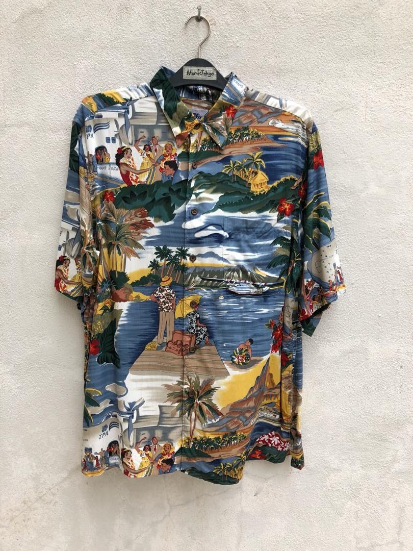Reyn Spooner NWT Vtg Reyn Spooner Hula Girl Tourist Palm Tree 100% Rayon Size US L / EU 52-54 / 3 - 1 Thumbnail